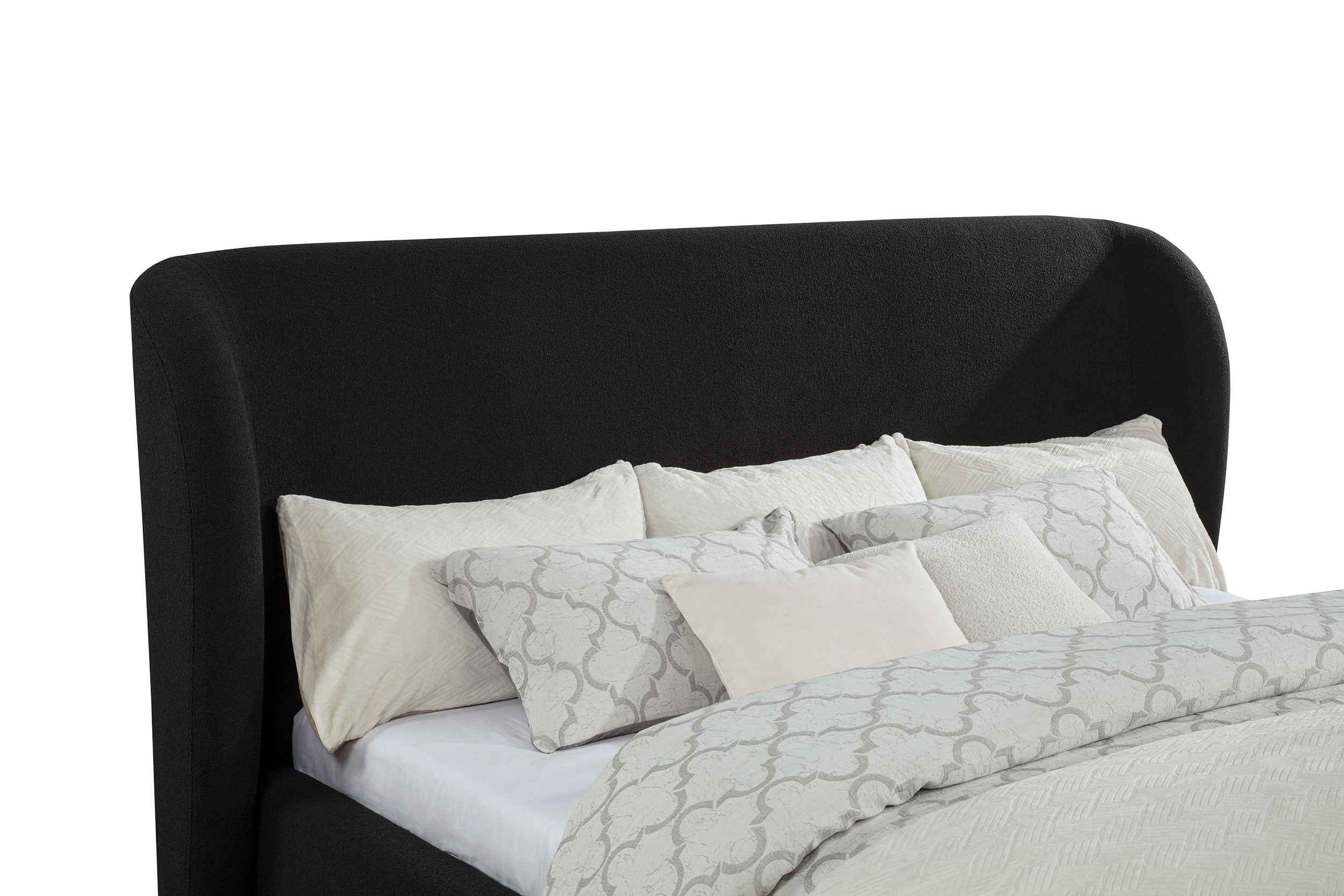 Blaire Black Upholstered California King Wingback Platform Bed - Image 3