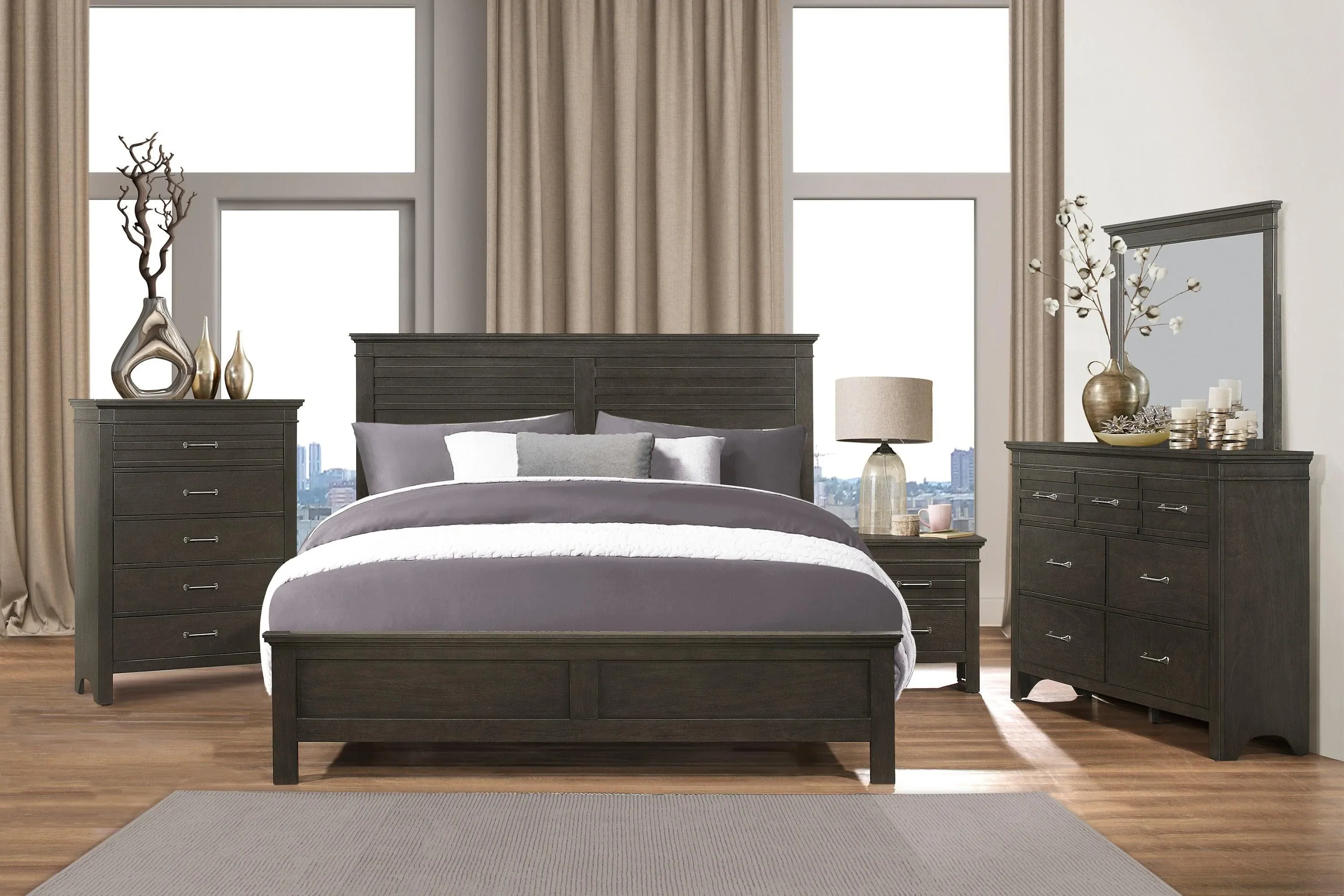 Blaire Farm Charcoal Gray Queen Panel Bed - Image 3