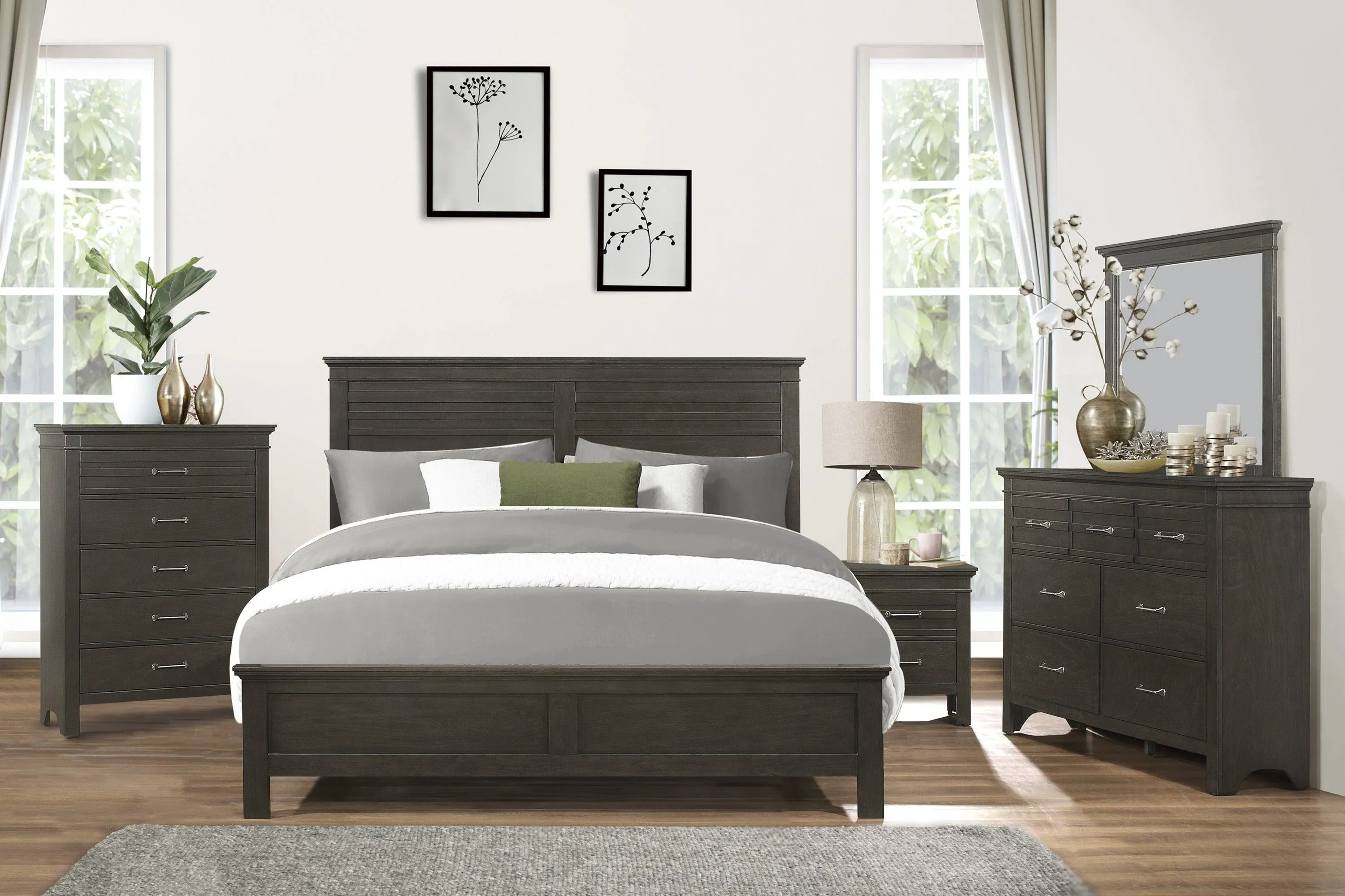Blaire Farm Charcoal Gray Queen Panel Bed - Image 4