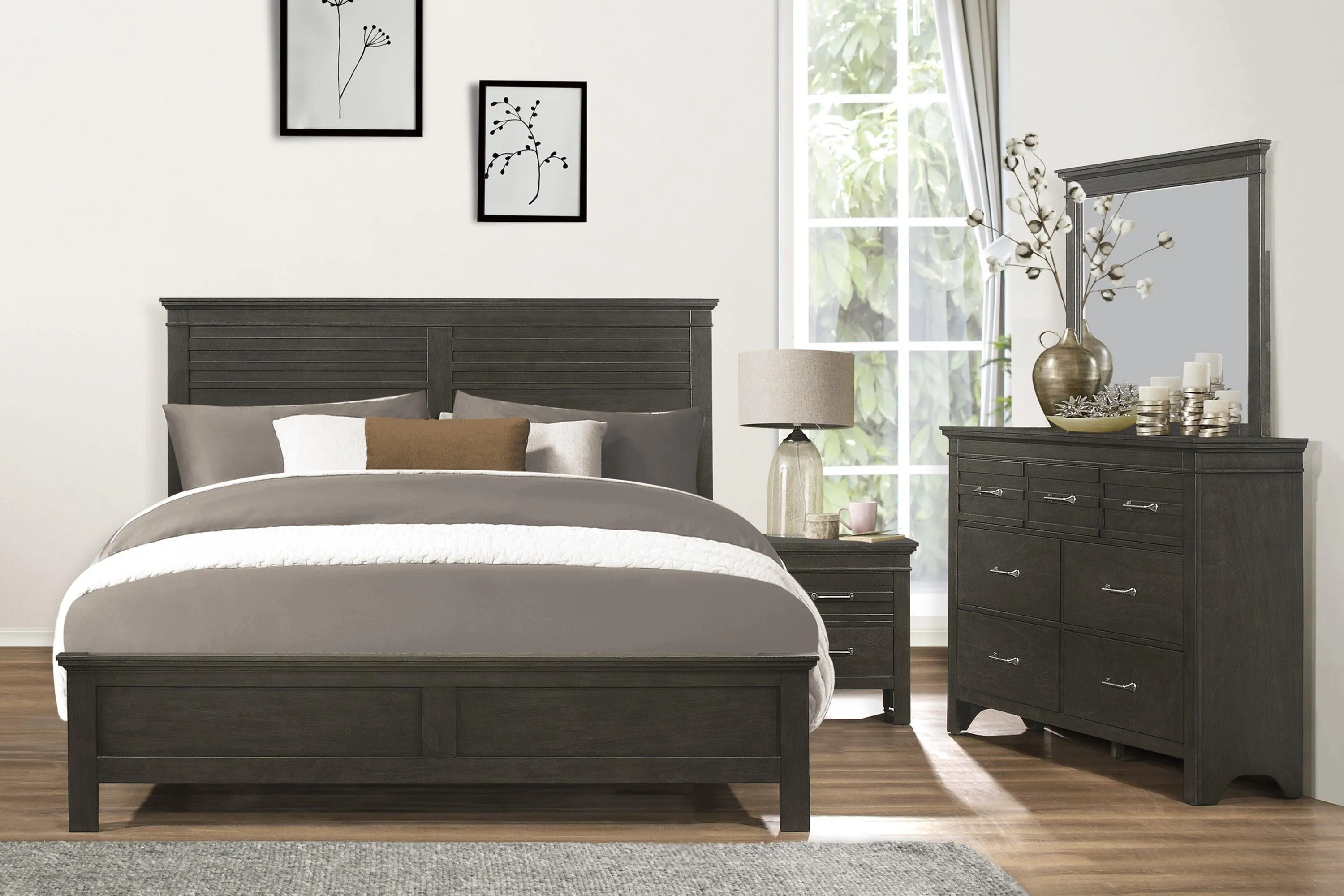 Blaire Farm Charcoal Gray Queen Panel Bed - Image 6