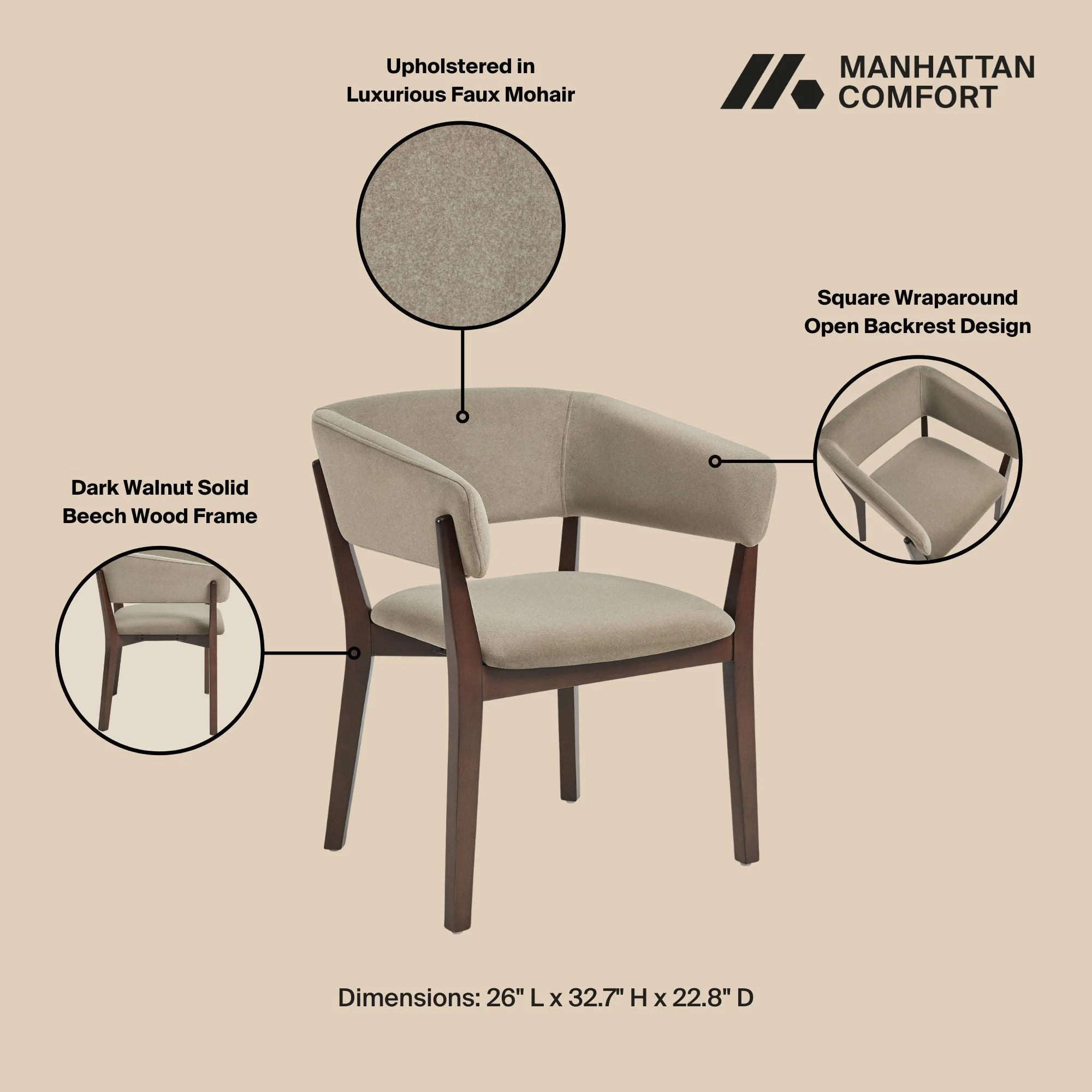 Blake Dining Armchair in Linen (set of 2) - Image 4