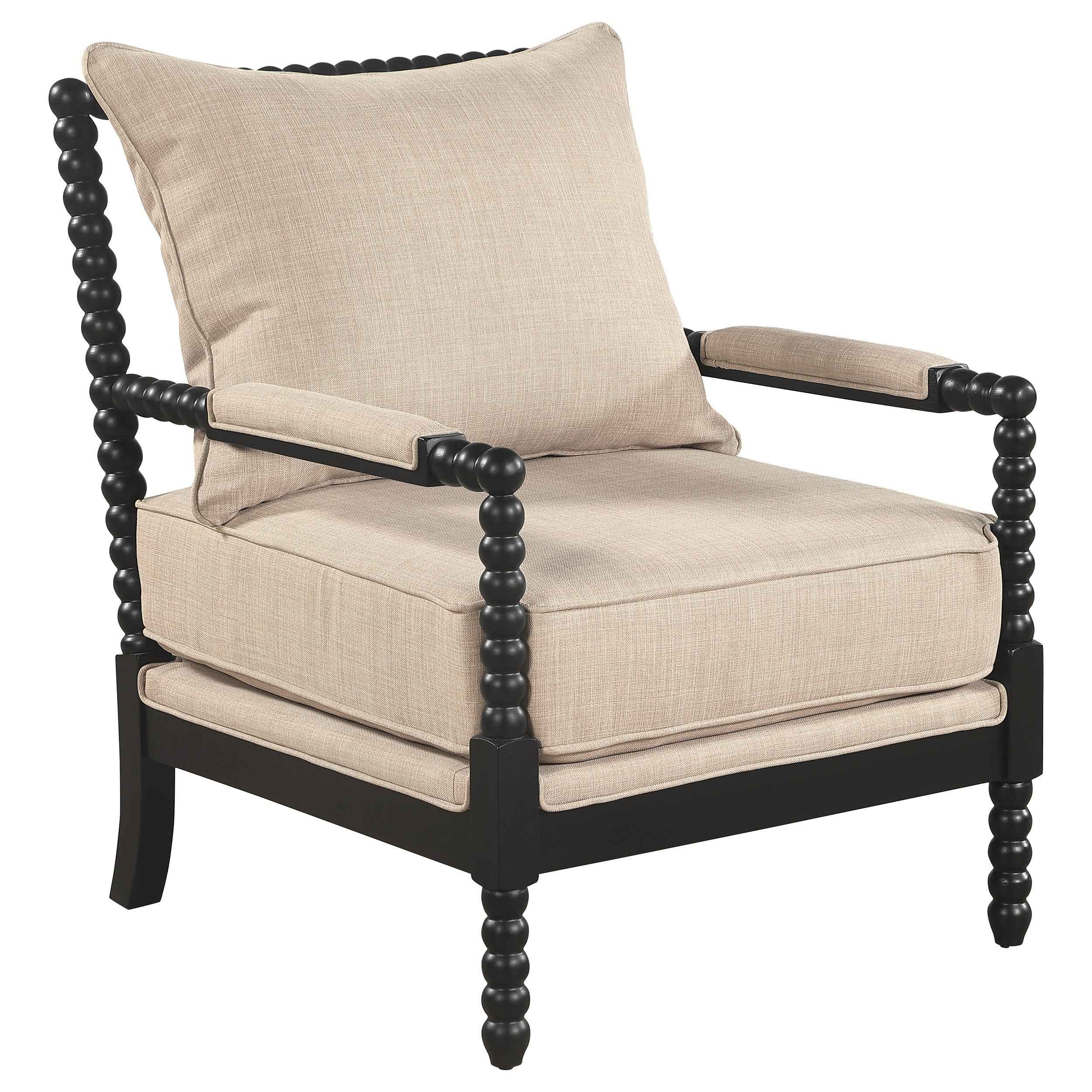 Blanchett Beige/Black Upholstered Bobbin Accent Chair - Image 2