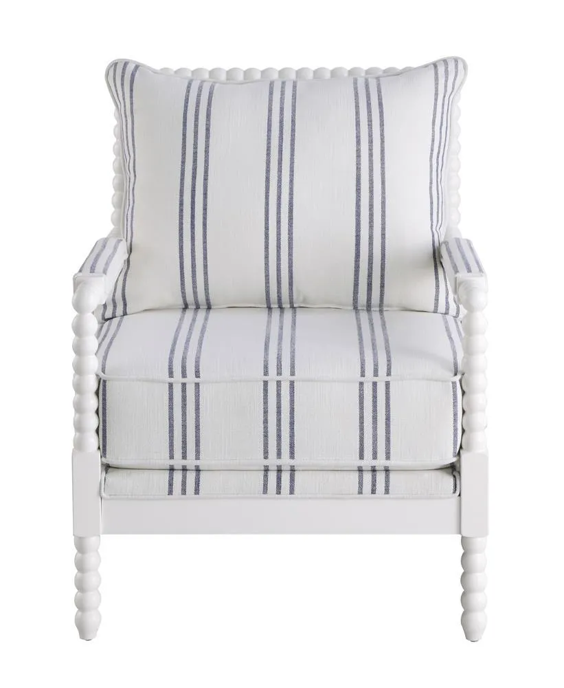 Blanchett White/Navy Upholstered Accent Chair with Spindle Accent - Image 3