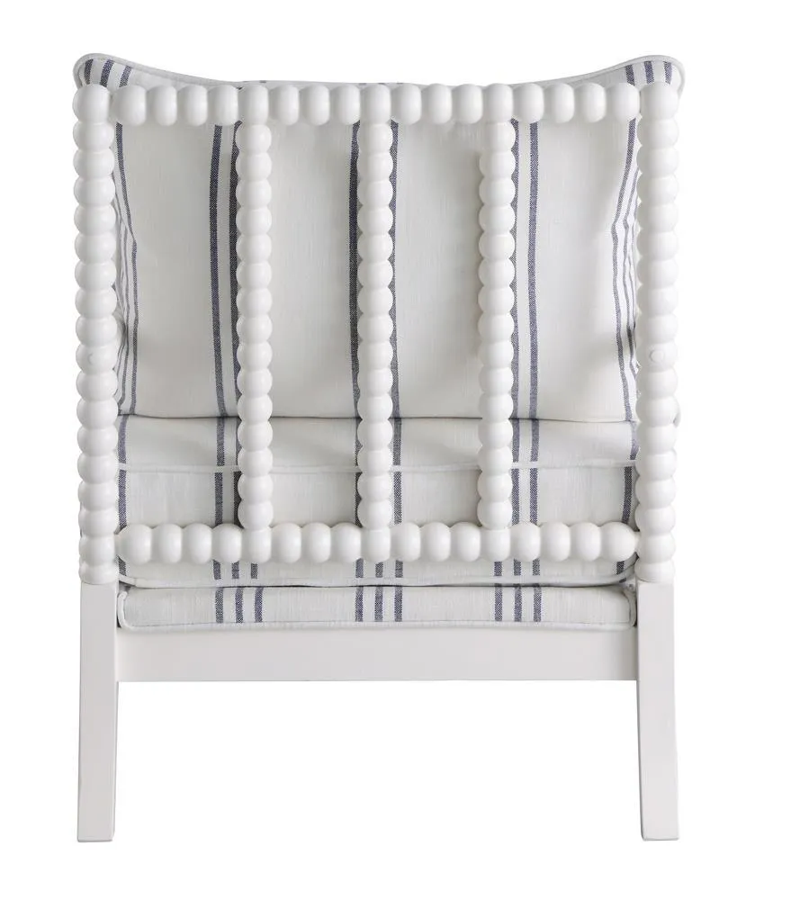 Blanchett White/Navy Upholstered Accent Chair with Spindle Accent - Image 4