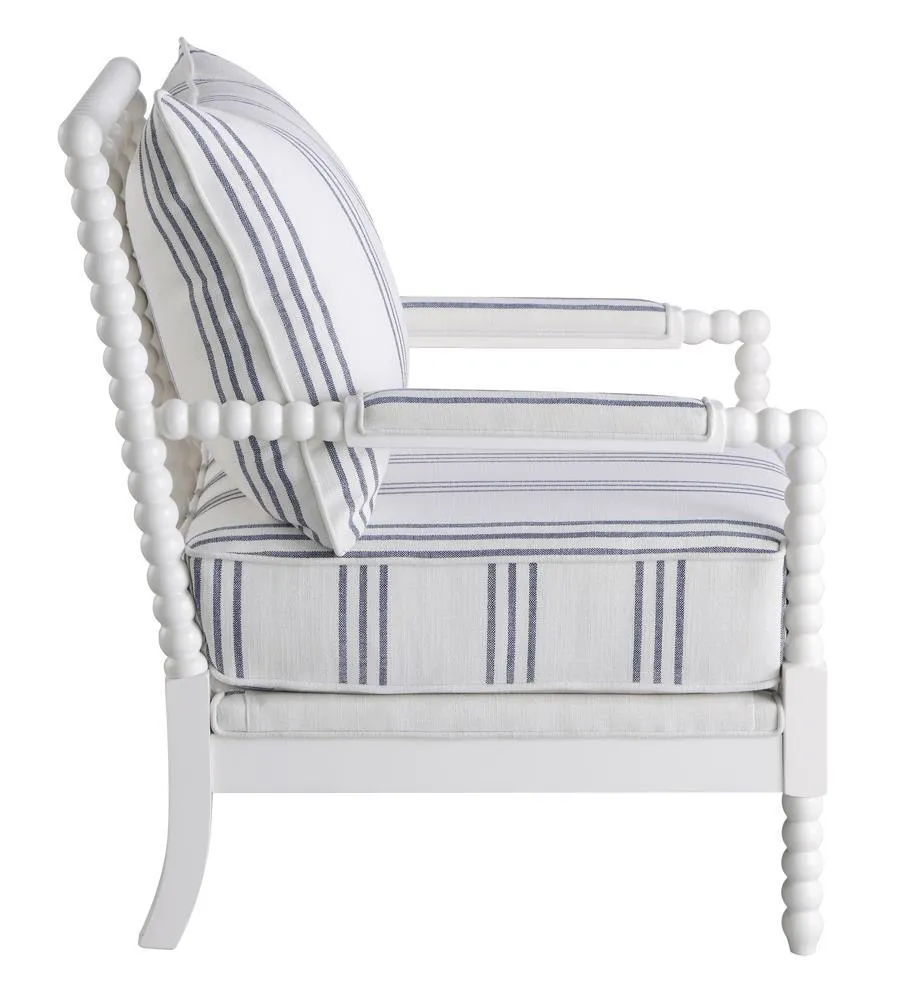 Blanchett White/Navy Upholstered Accent Chair with Spindle Accent - Image 5