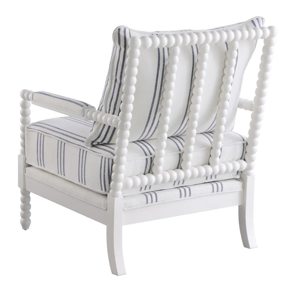 Blanchett White/Navy Upholstered Accent Chair with Spindle Accent - Image 6