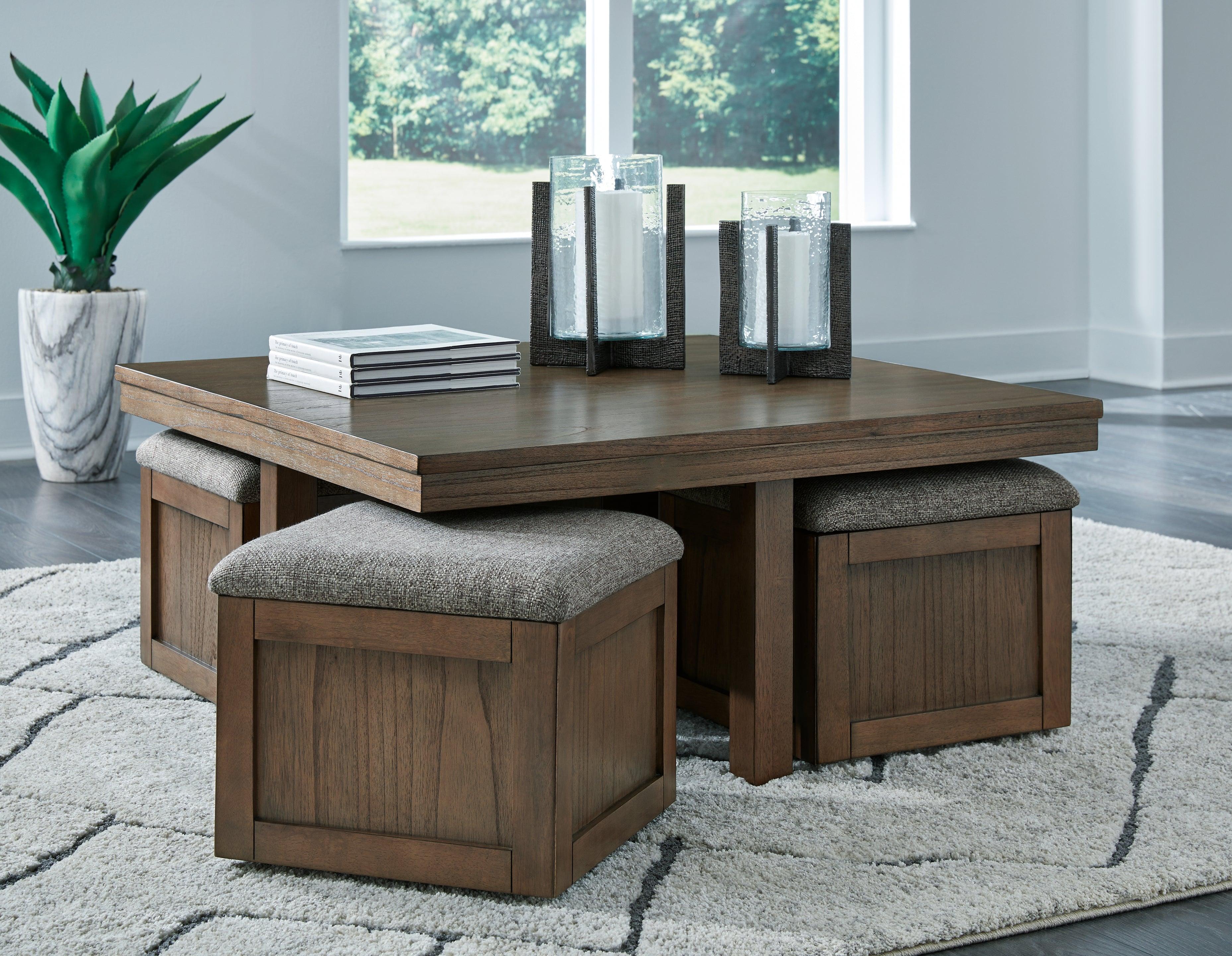 Boardernest Brown Coffee Table with 4 Stools - Image 4