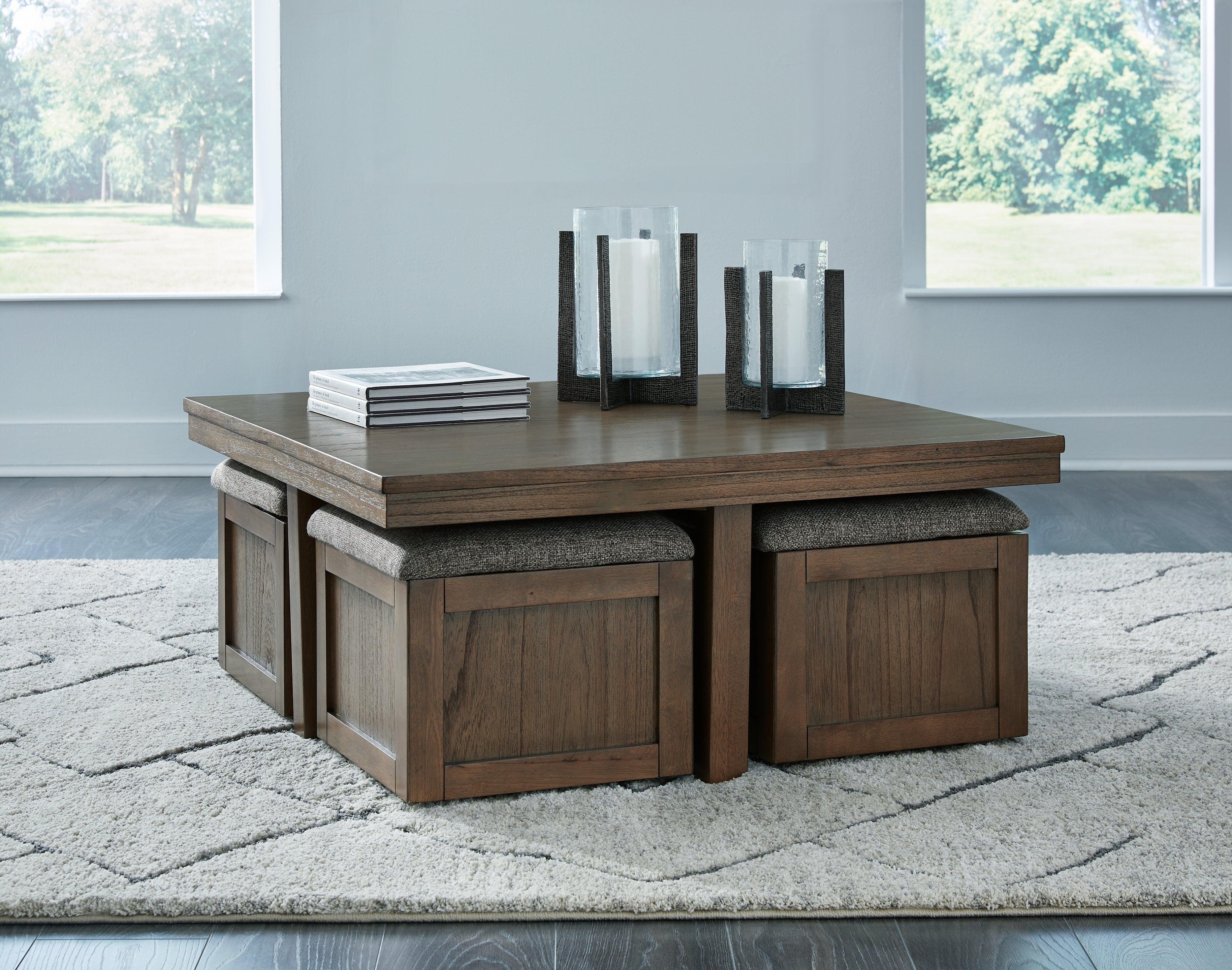 Boardernest Brown Coffee Table with 4 Stools - Image 9