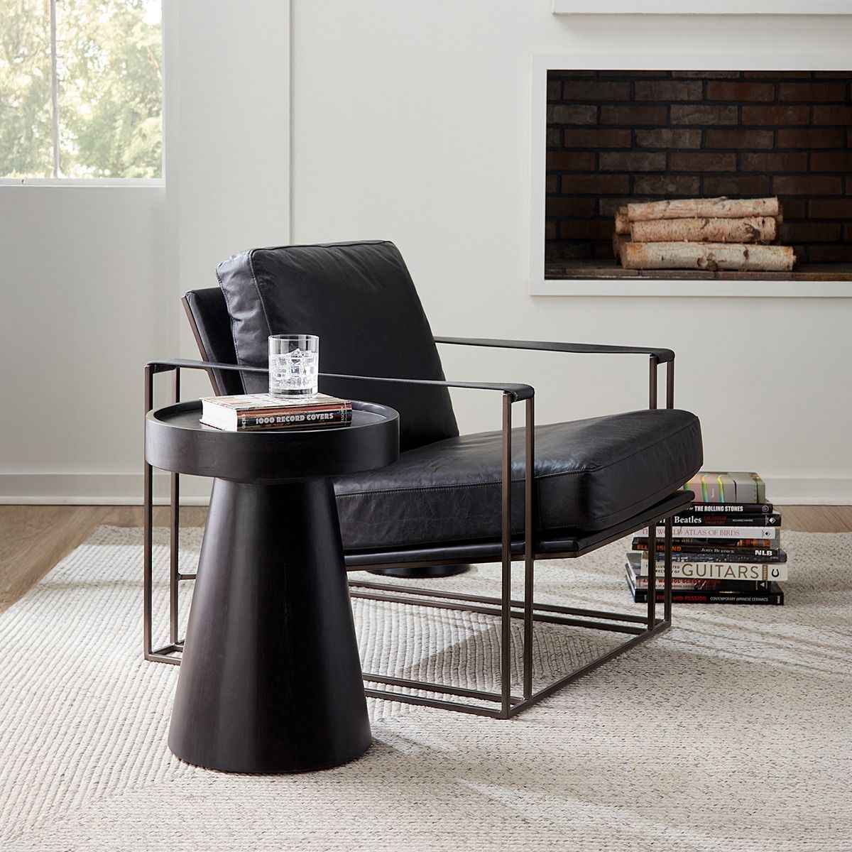 Bogart Modern 30" Accent Chair in Ebony Black Leather - Image 3