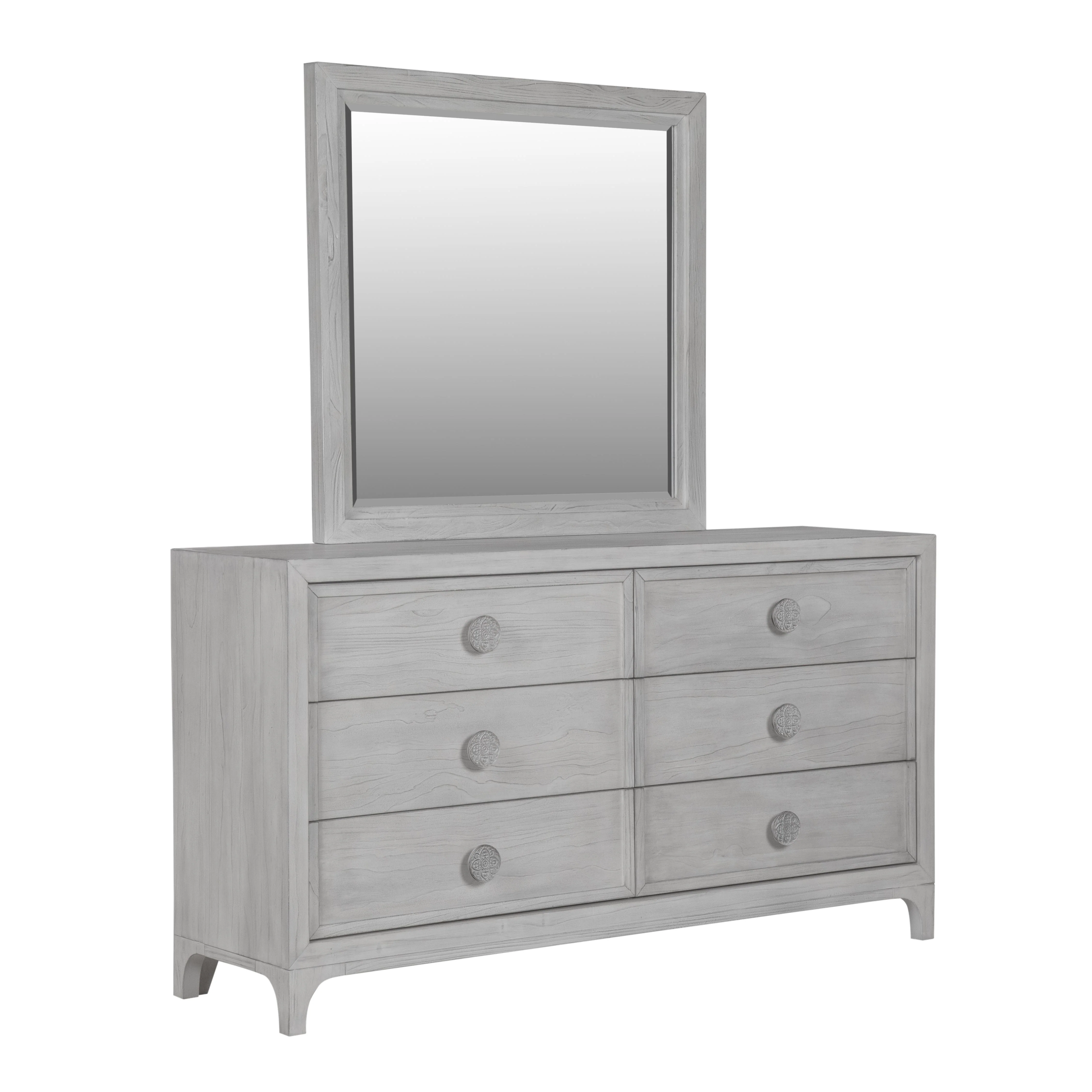 Boho Chic Six-Drawer Dresser in Washed White - Image 6