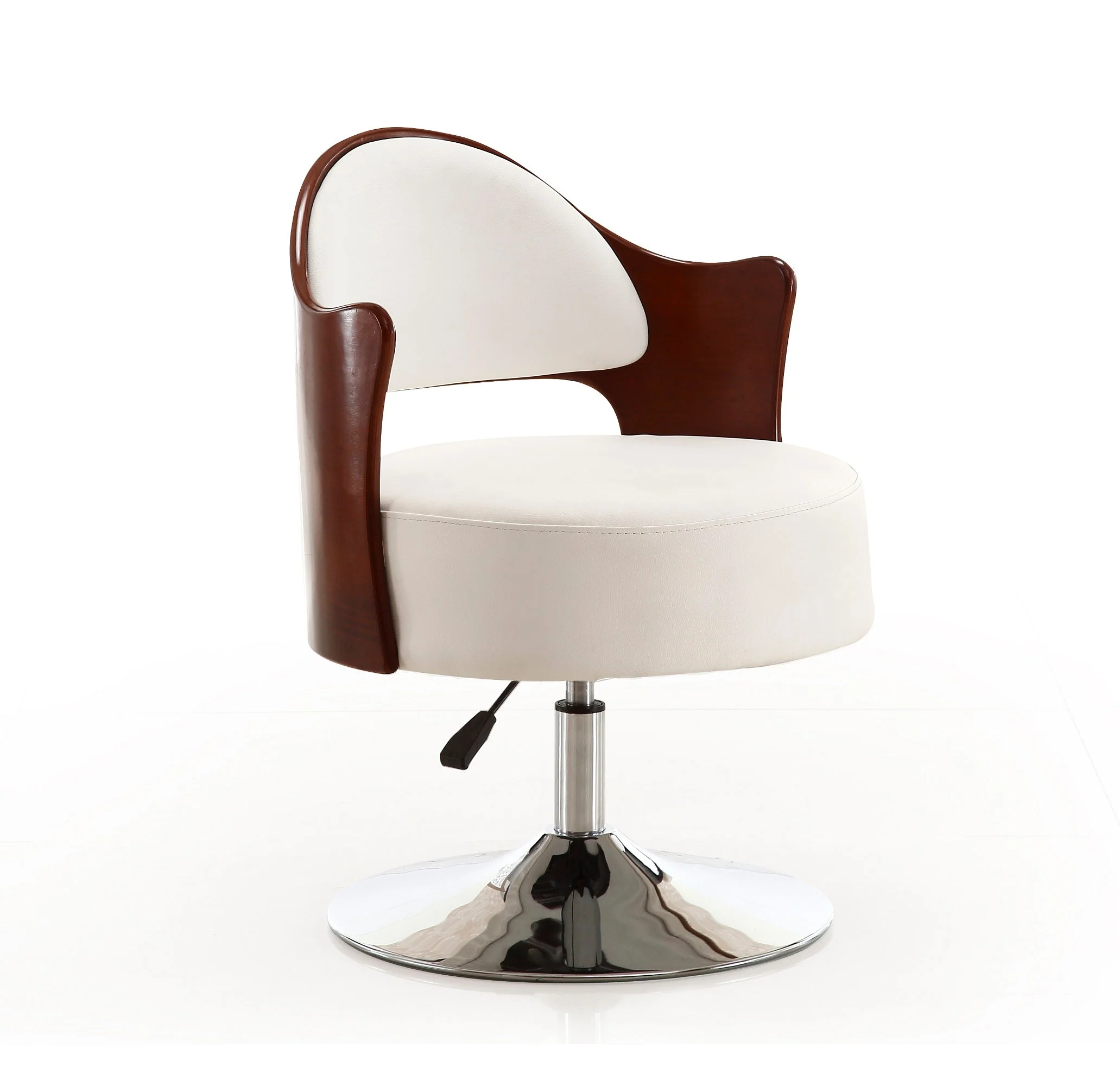 Bopper Adjustable Height Swivel Accent Chair in White and Polished Chrome (set of 2) - Image 3