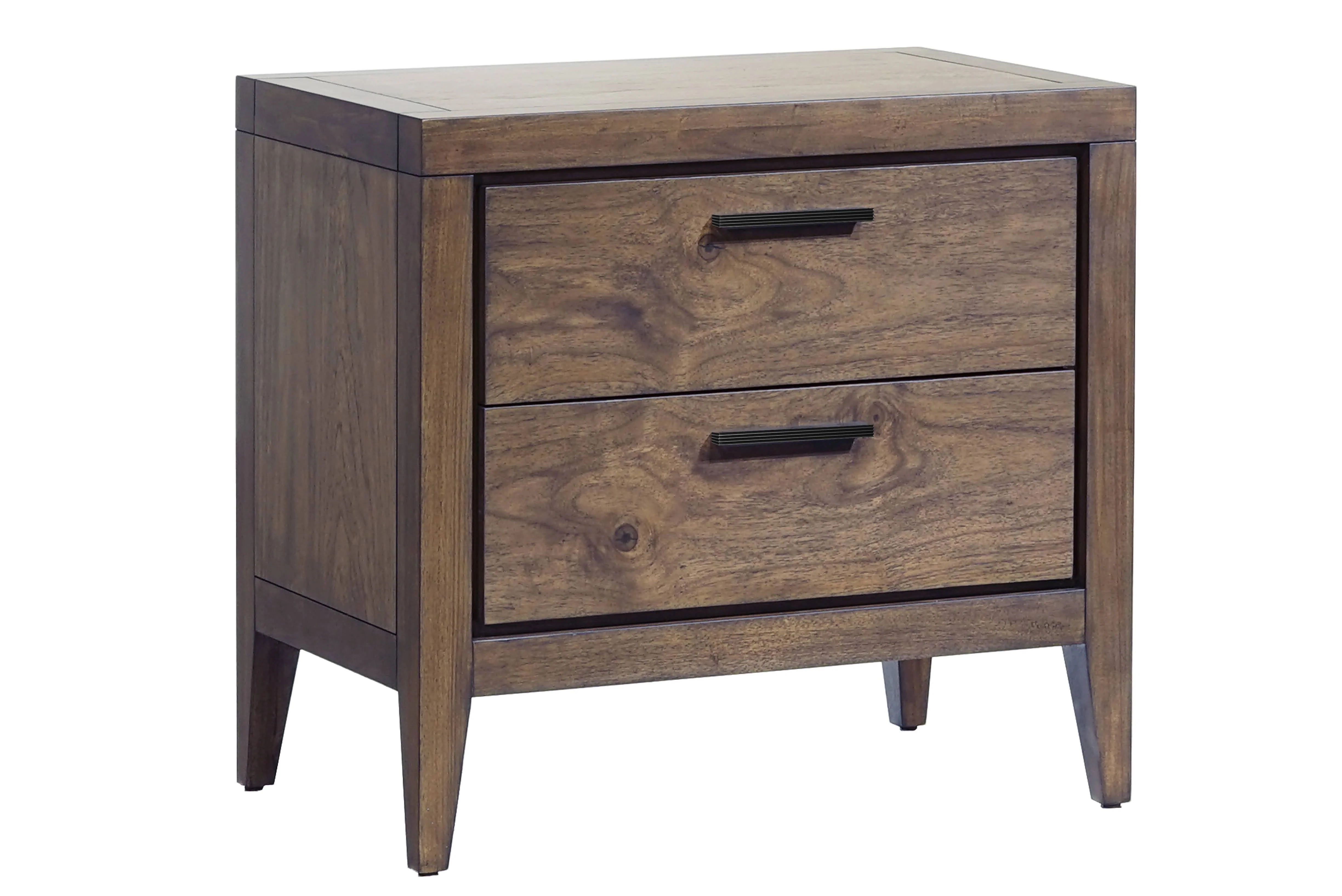 Boracay Two Drawer USB Charging Nightstand in Wild Oats Brown - Image 3