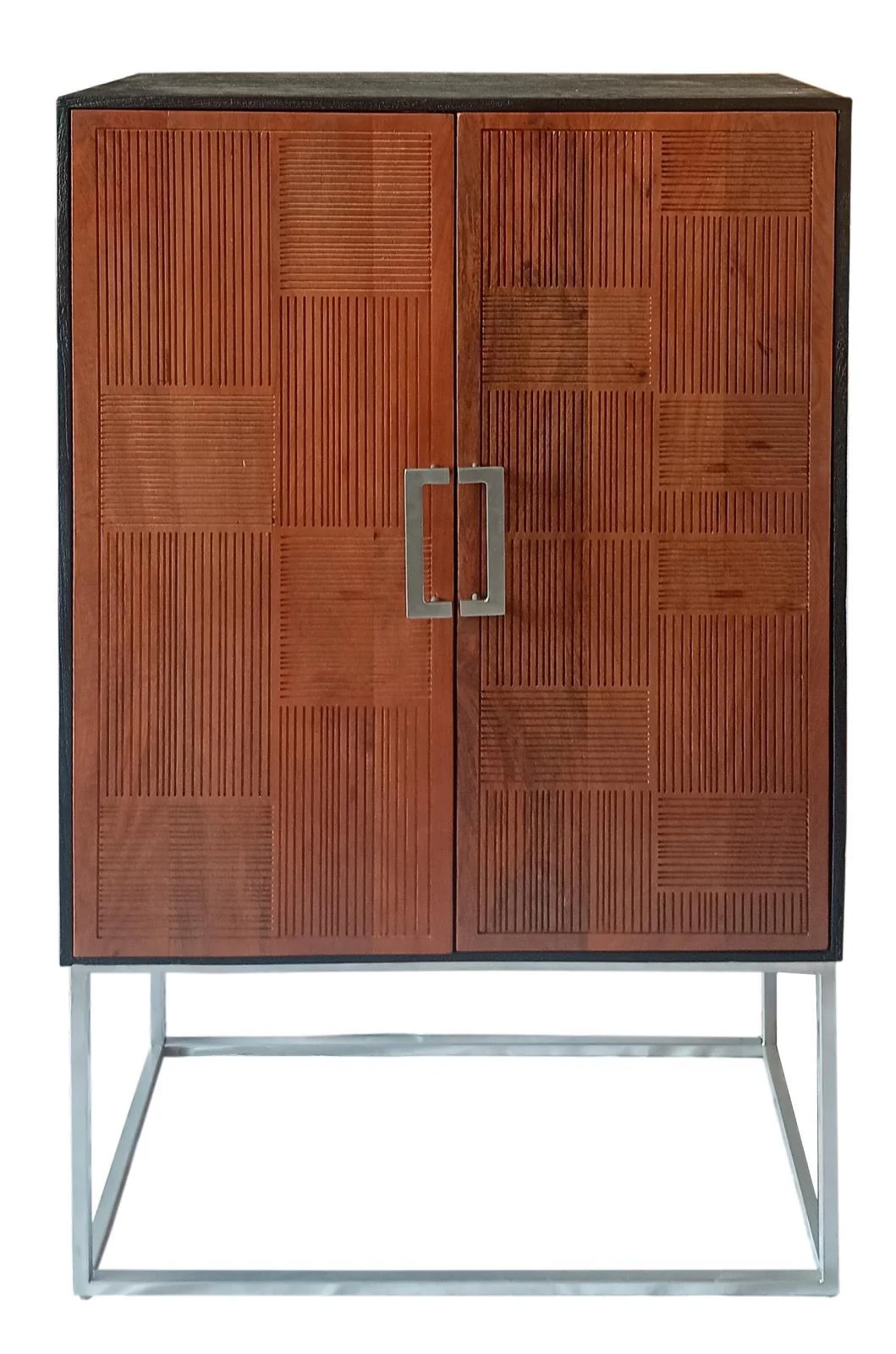Borman Walnut and Black 2-door Bar Cabinet Wine Storage - Image 2