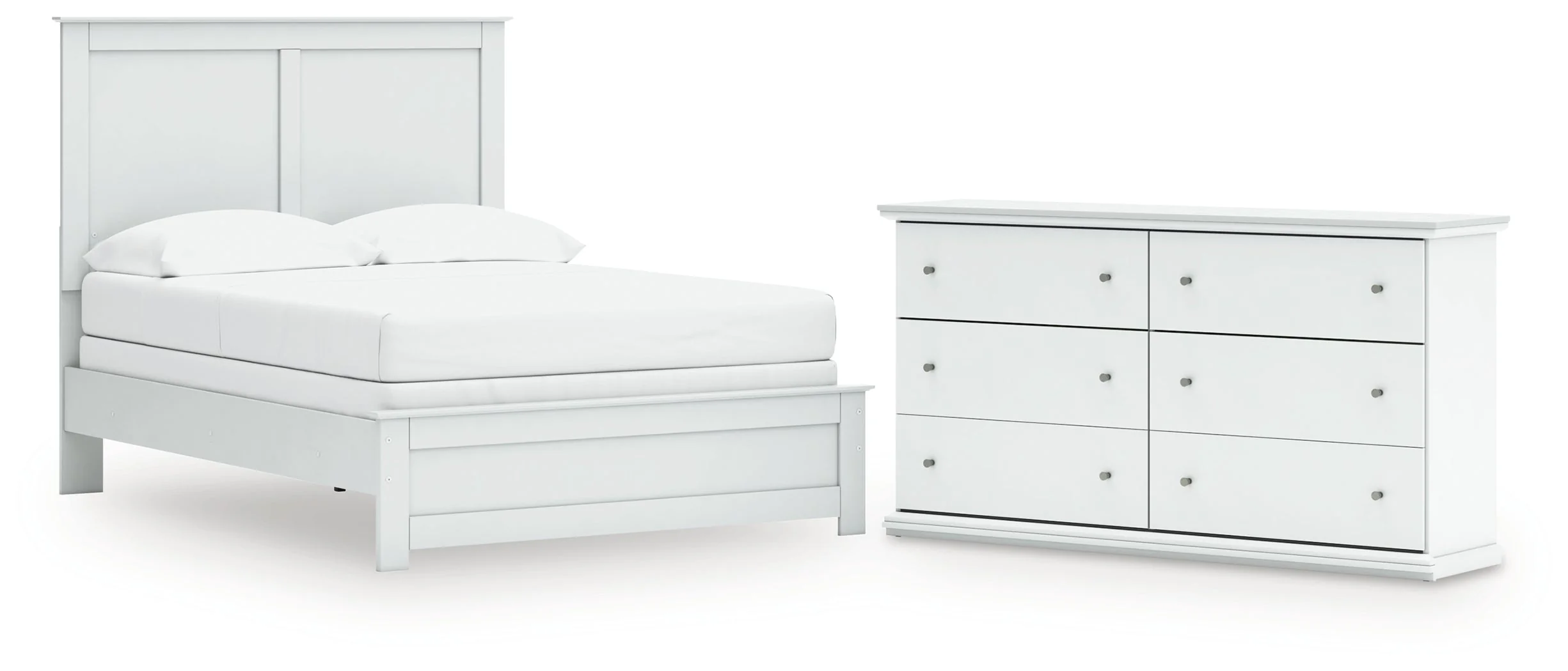 Bostwick Shoals Full Panel Bed with Dresser in White
