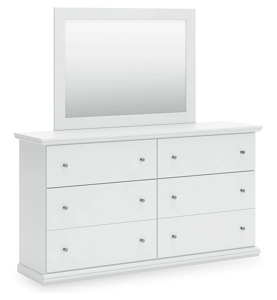 Bostwick Shoals Full Panel Bed with Mirrored Dresser, Chest and 2 Nightstands in White - Image 3