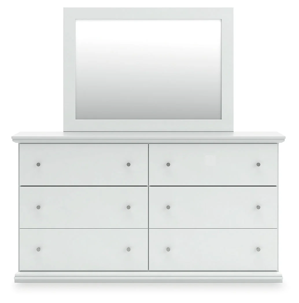 Bostwick Shoals Full Panel Bed with Mirrored Dresser in White - Image 2