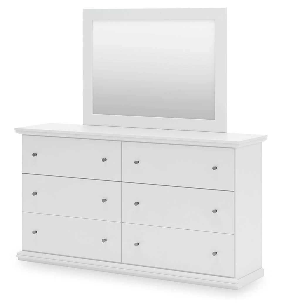 Bostwick Shoals Full Panel Bed with Mirrored Dresser in White - Image 8