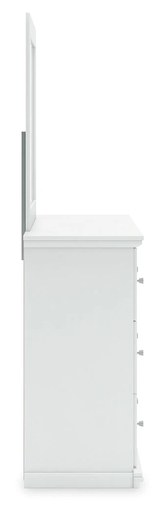 Bostwick Shoals King Panel Bed with Mirrored Dresser, Chest and Nightstand in White - Image 7