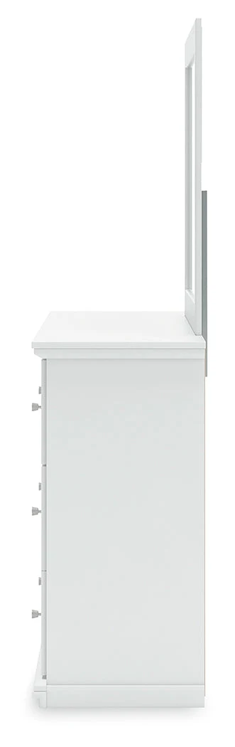 Bostwick Shoals King Panel Bed with Mirrored Dresser in White - Image 7