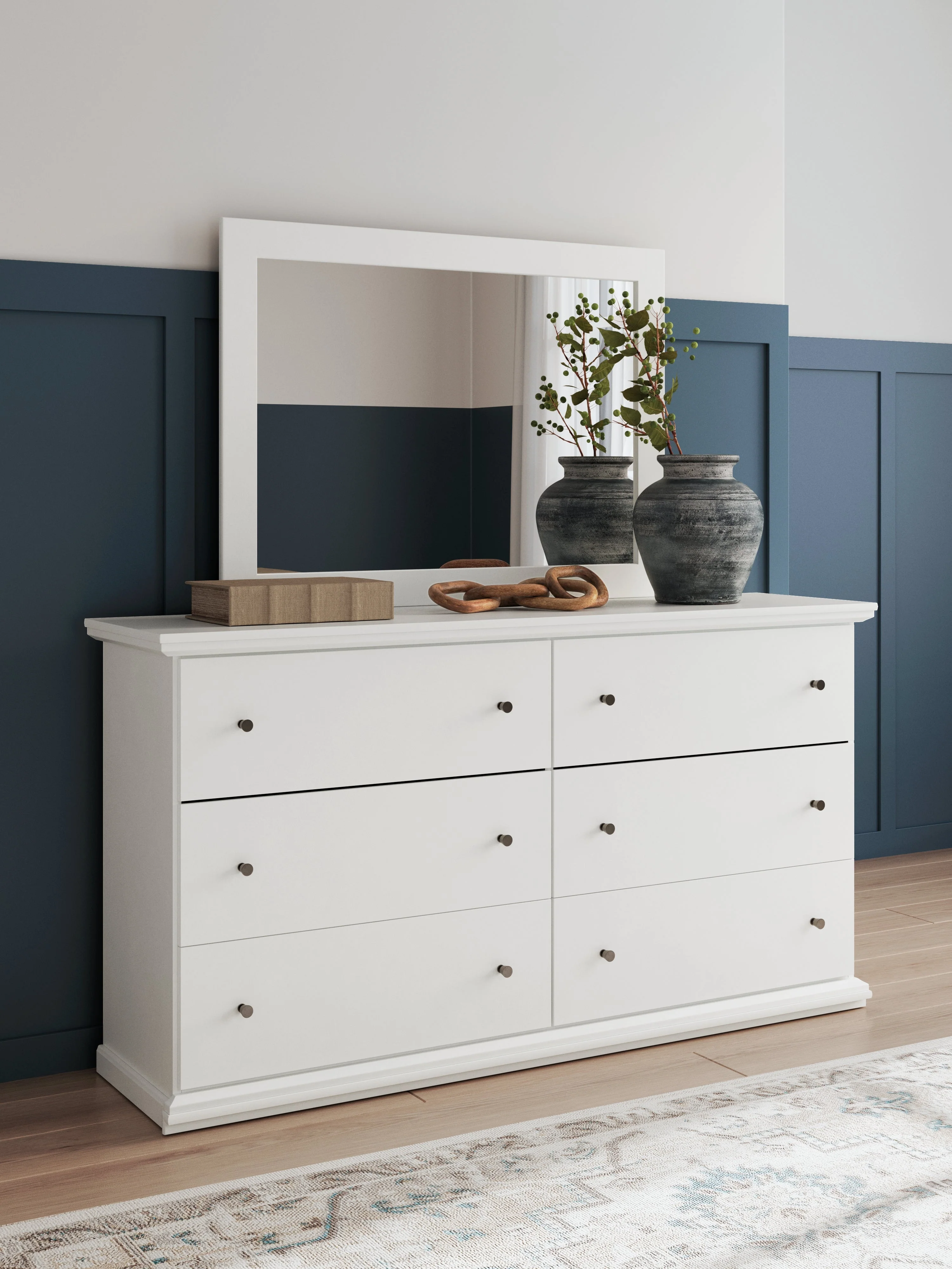 Bostwick Shoals Queen Panel Bed with Mirrored Dresser and Nightstand in White - Image 19