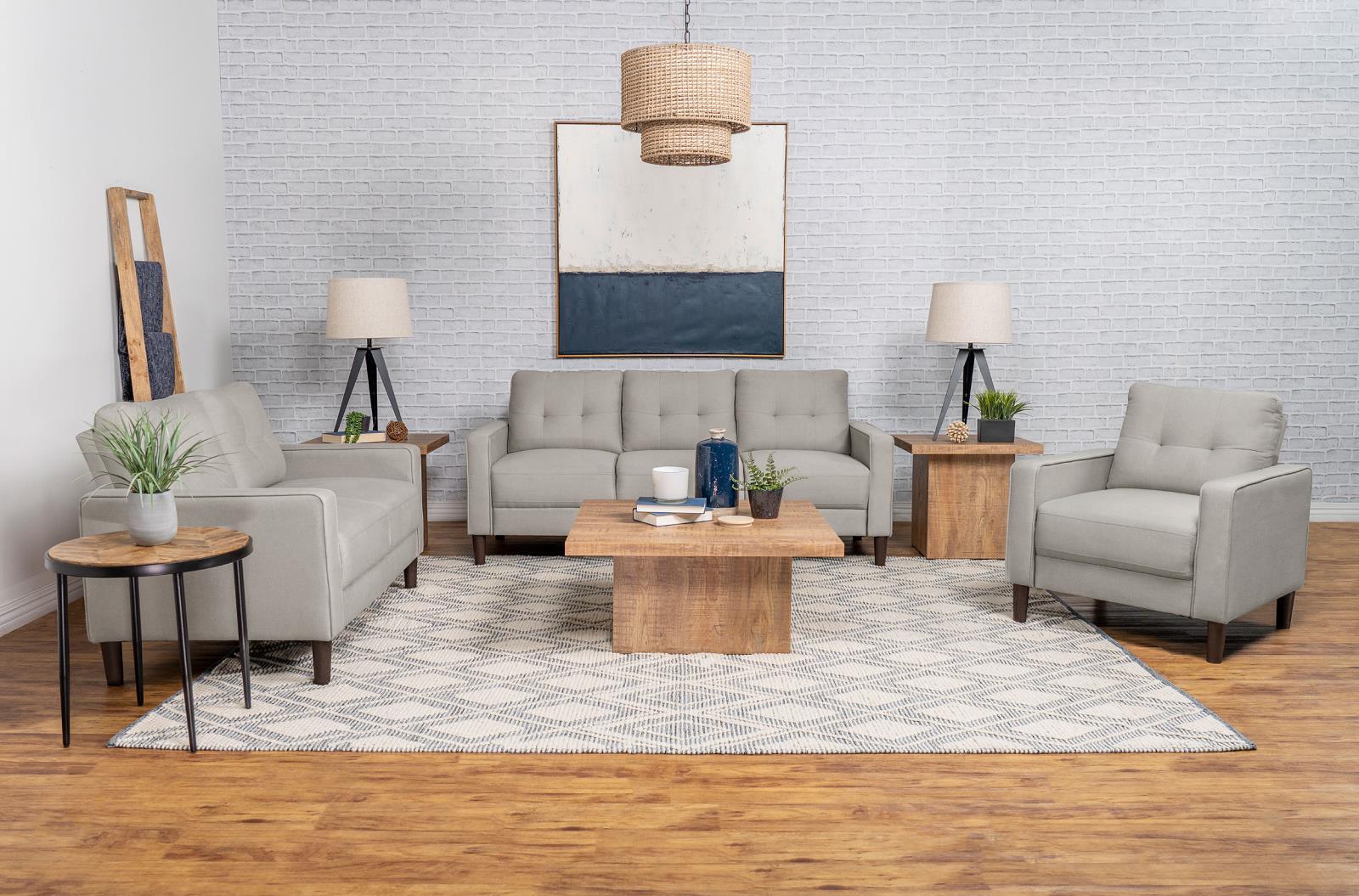 Bowen Beige Upholstered Track Arms Tufted Loveseat - Image 10