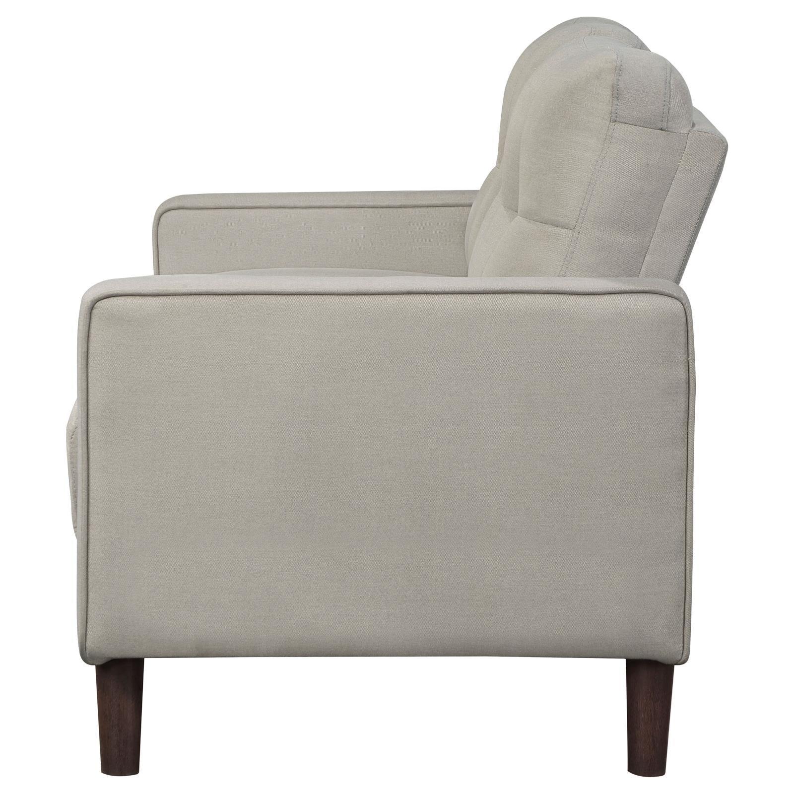 Bowen Beige Upholstered Track Arms Tufted Loveseat - Image 5