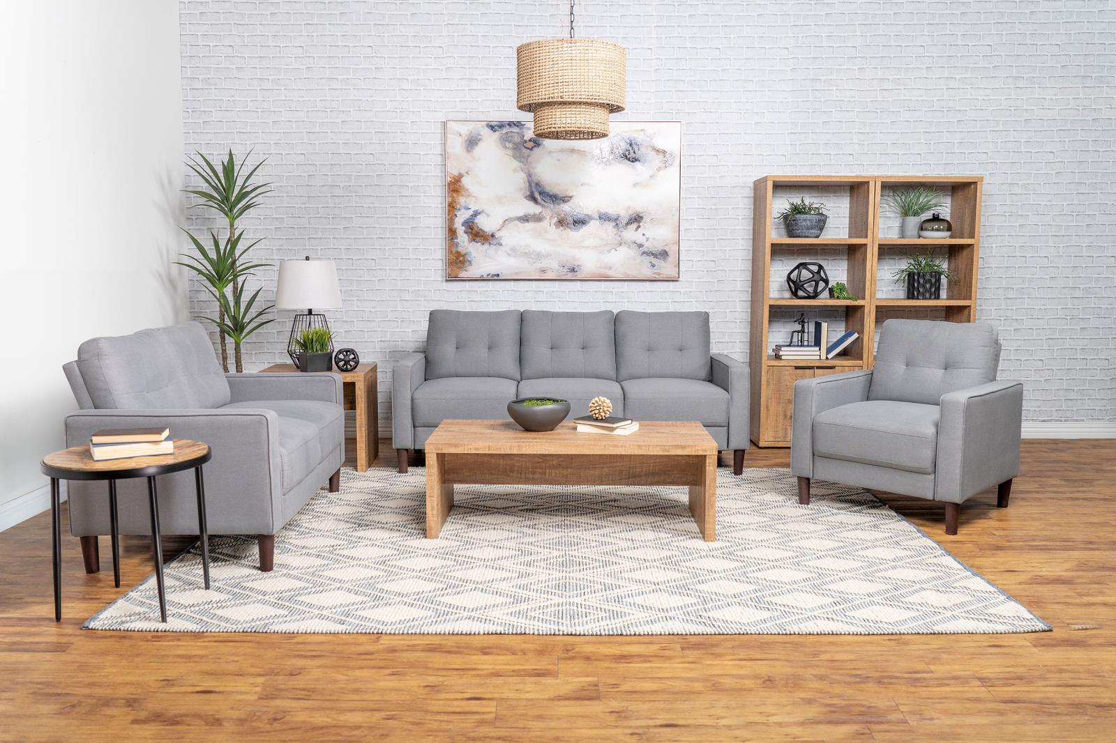 Bowen Gray 3-piece Upholstered Track Arms Tufted Sofa Set
