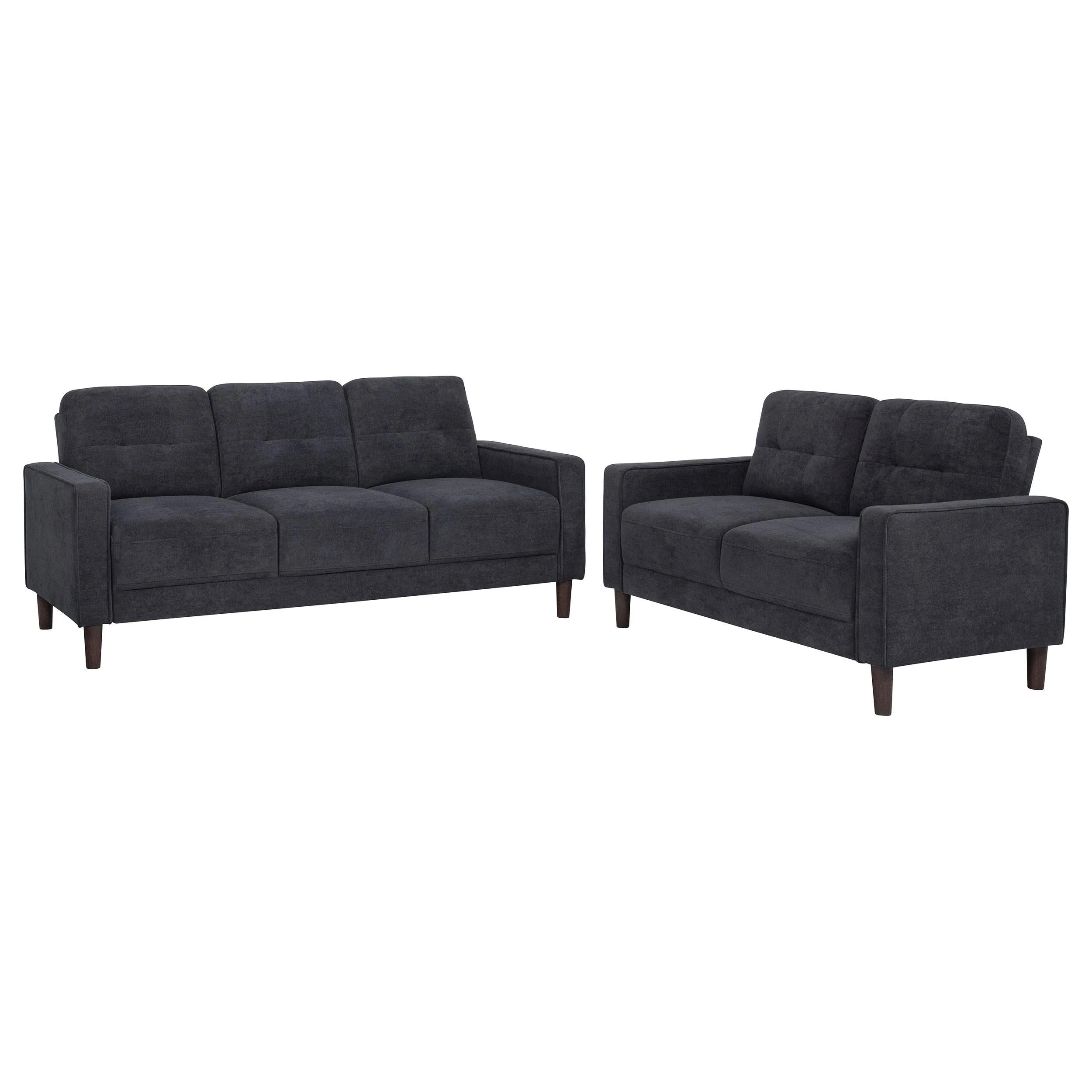 Bowen II 2-piece Steel Grey Fabric Upholstered Track Arm Sofa Set