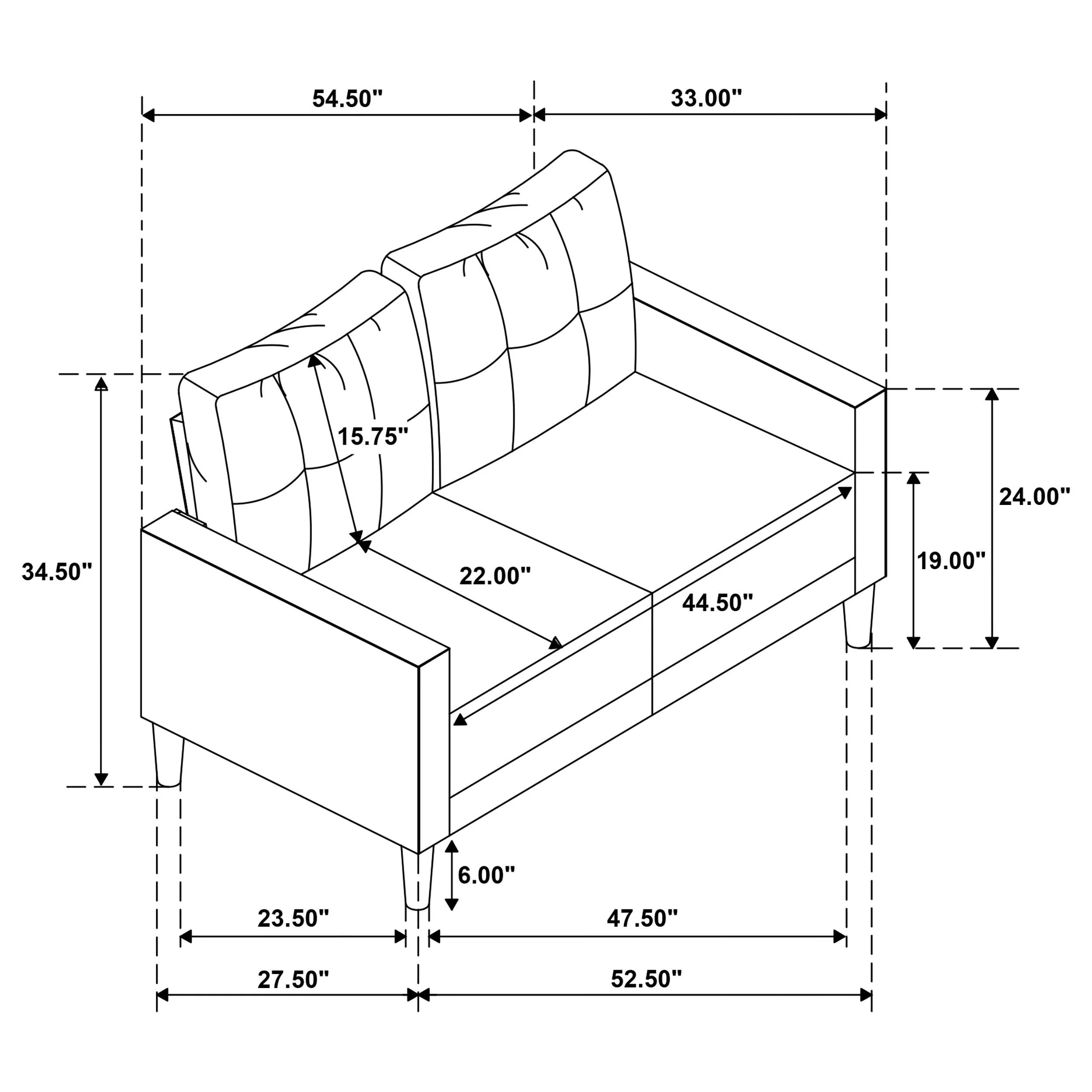 Bowen II 2-piece Steel Grey Fabric Upholstered Track Arm Sofa Set - Image 13