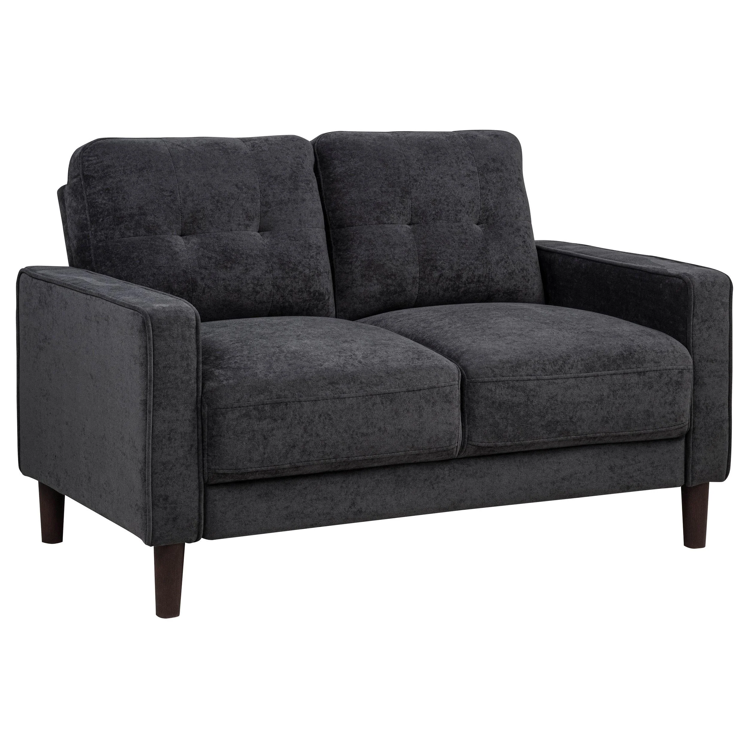 Bowen II Steel Grey Fabric Upholstered Track Arm Loveseat