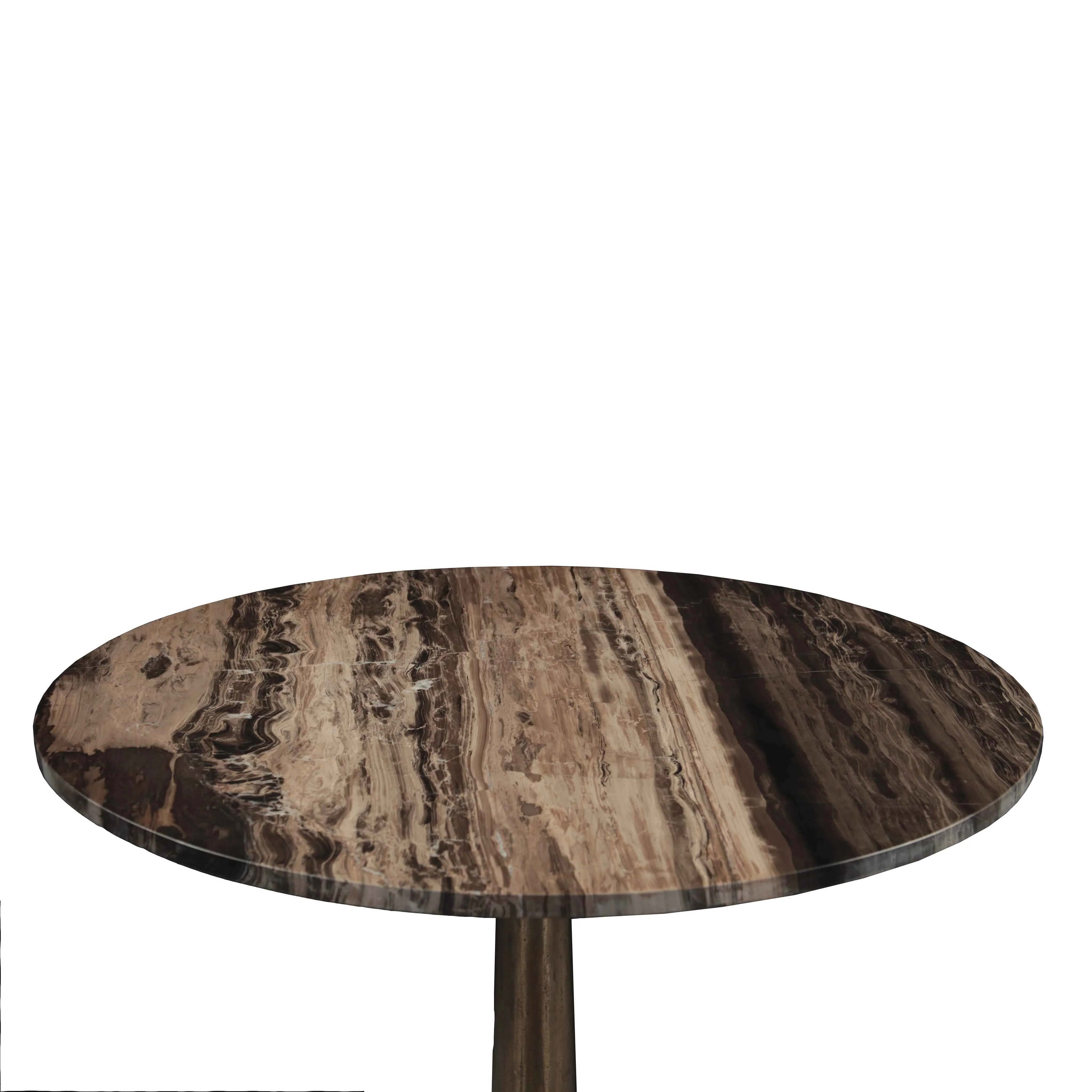 Bowery 36" Gathering Table with Cappuccino Marble and Antique Gold Hexagon Base - Image 2