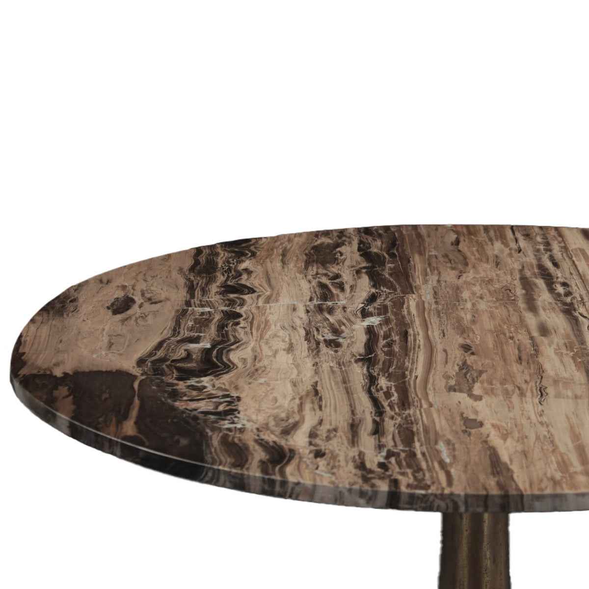 Bowery 36" Gathering Table with Cappuccino Marble and Antique Gold Hexagon Base - Image 3