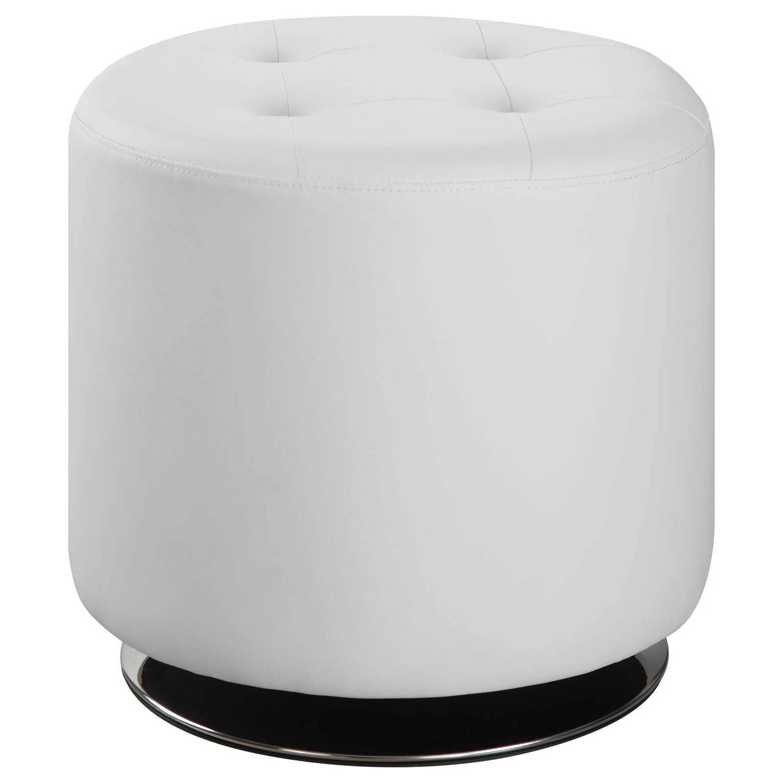 Bowman White Round Upholstered Ottoman - Image 4