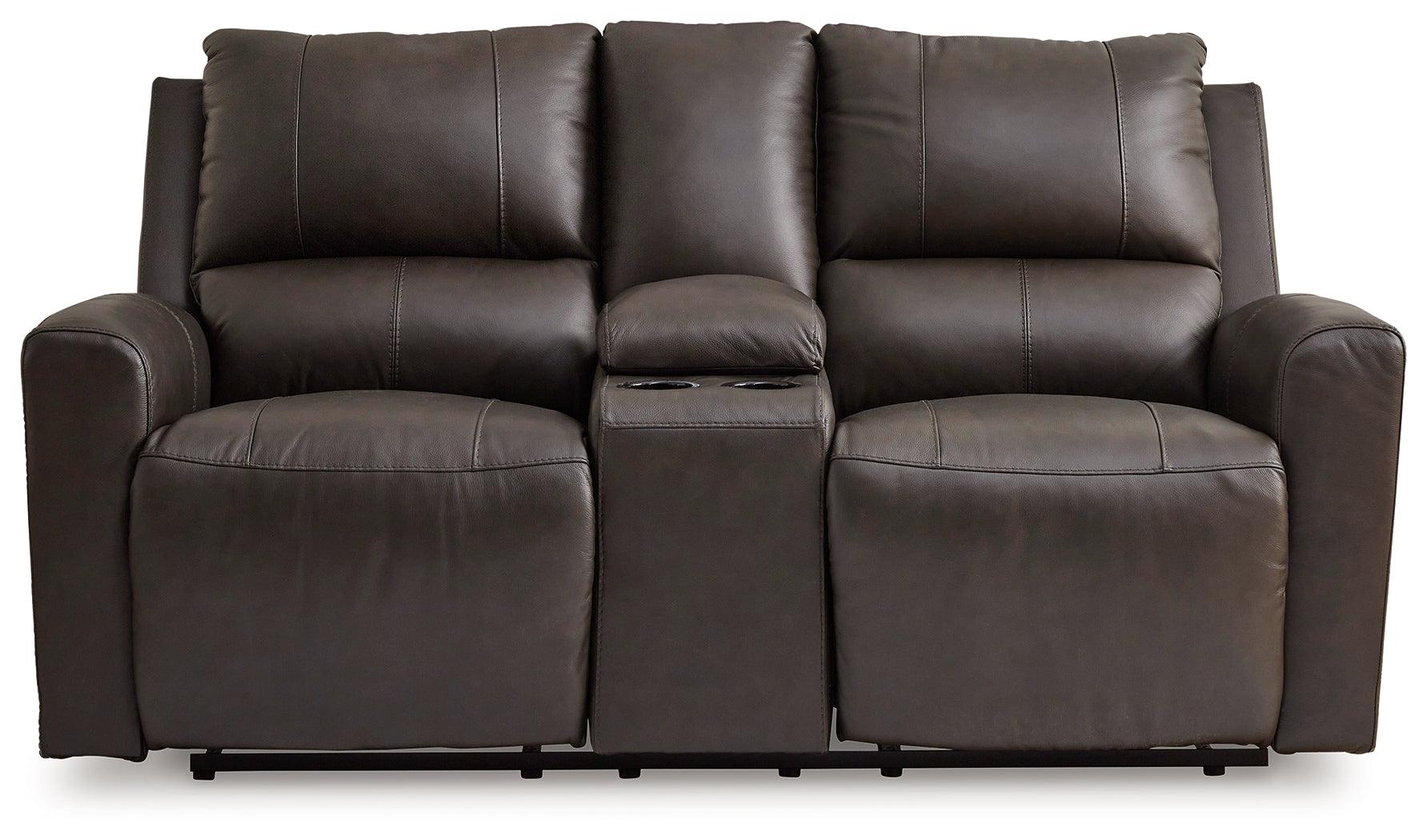 Boxmere Storm Leather Power Reclining Loveseat with Console - Image 2