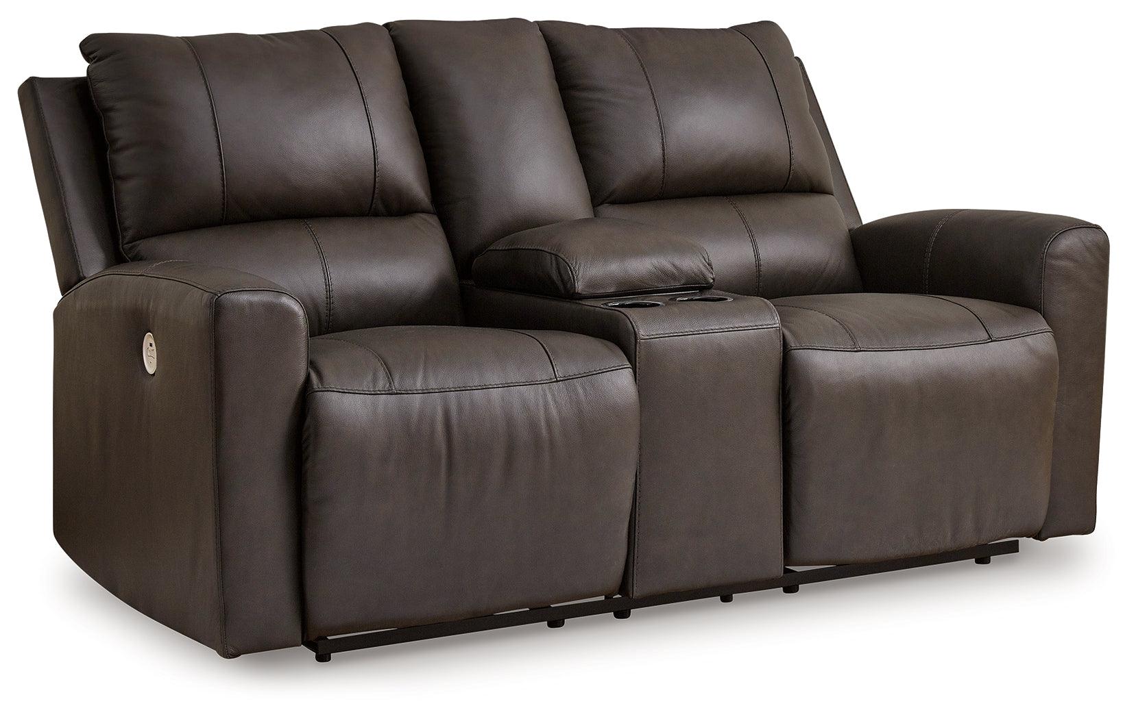 Boxmere Storm Leather Power Reclining Loveseat with Console - Image 3