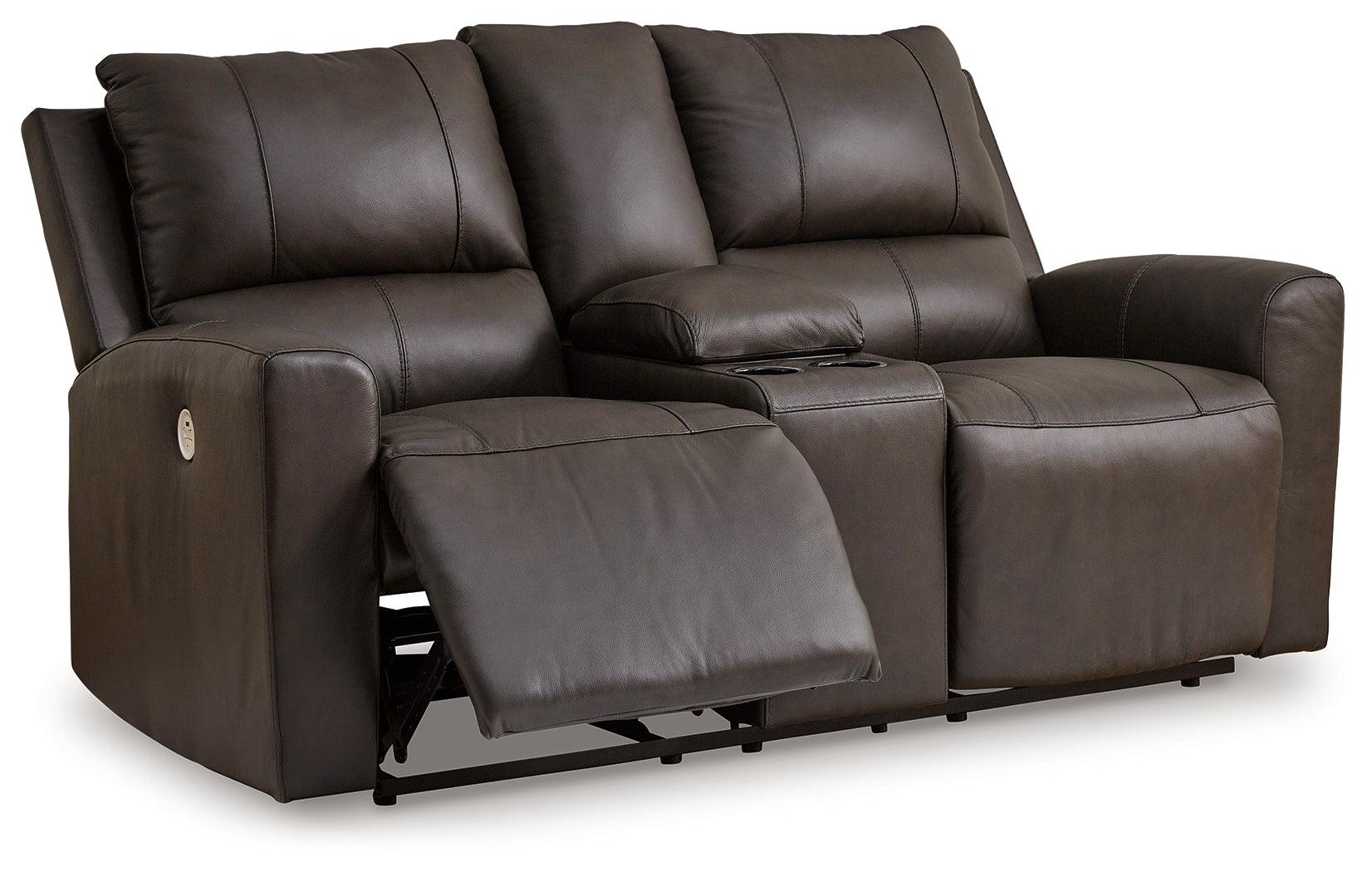 Boxmere Storm Leather Power Reclining Loveseat with Console - Image 4