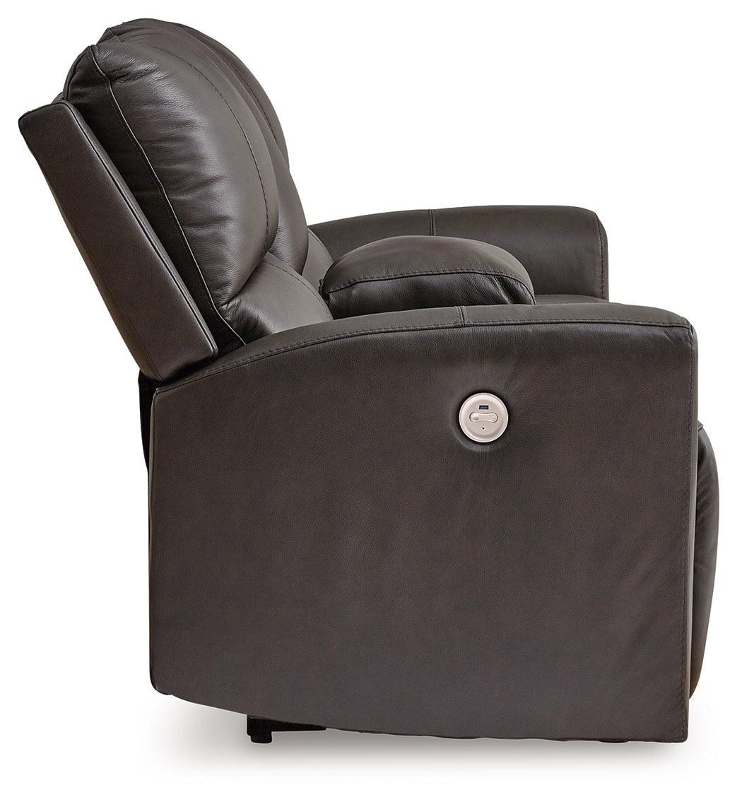 Boxmere Storm Leather Power Reclining Loveseat with Console - Image 5