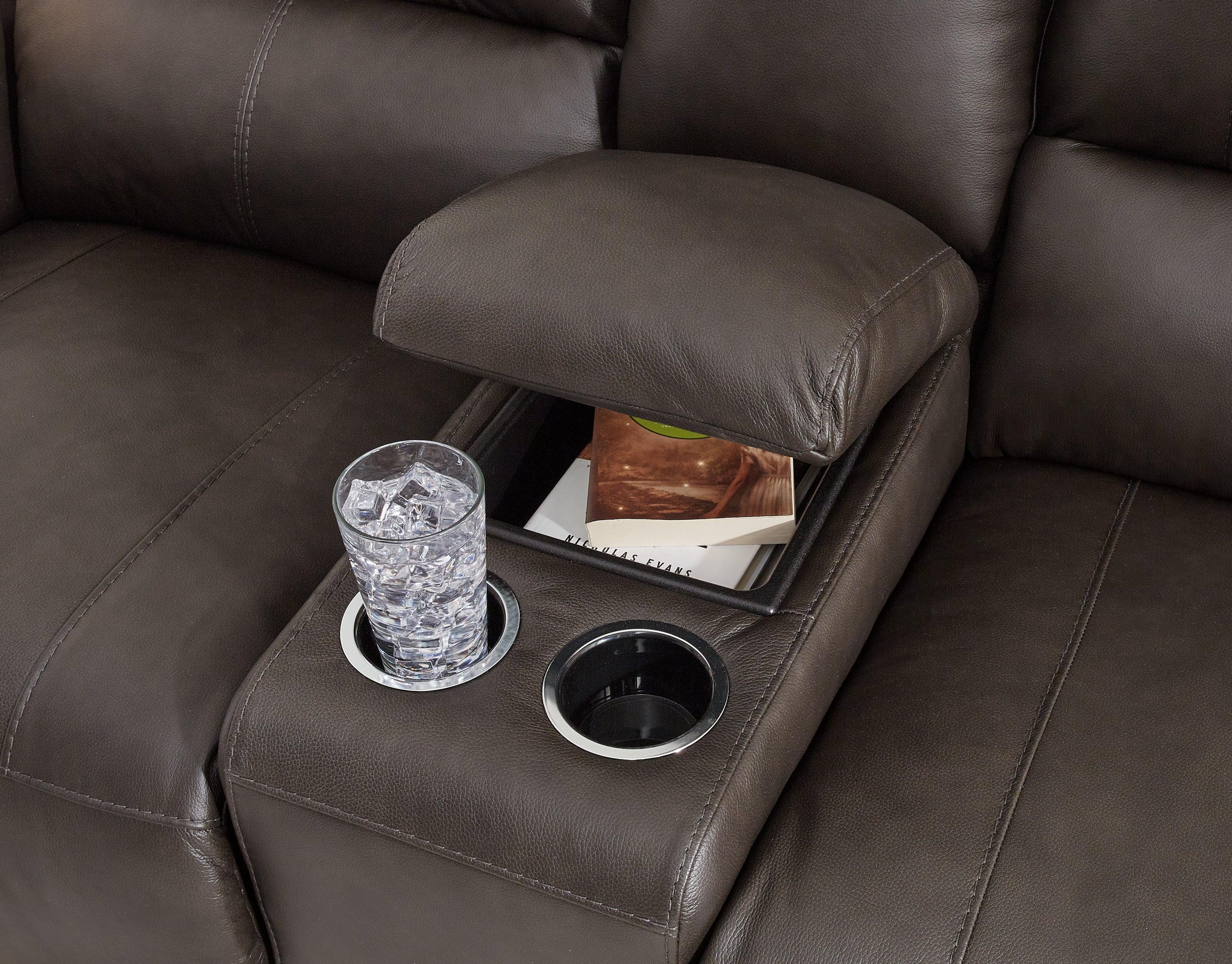 Boxmere Storm Leather Power Reclining Loveseat with Console - Image 7
