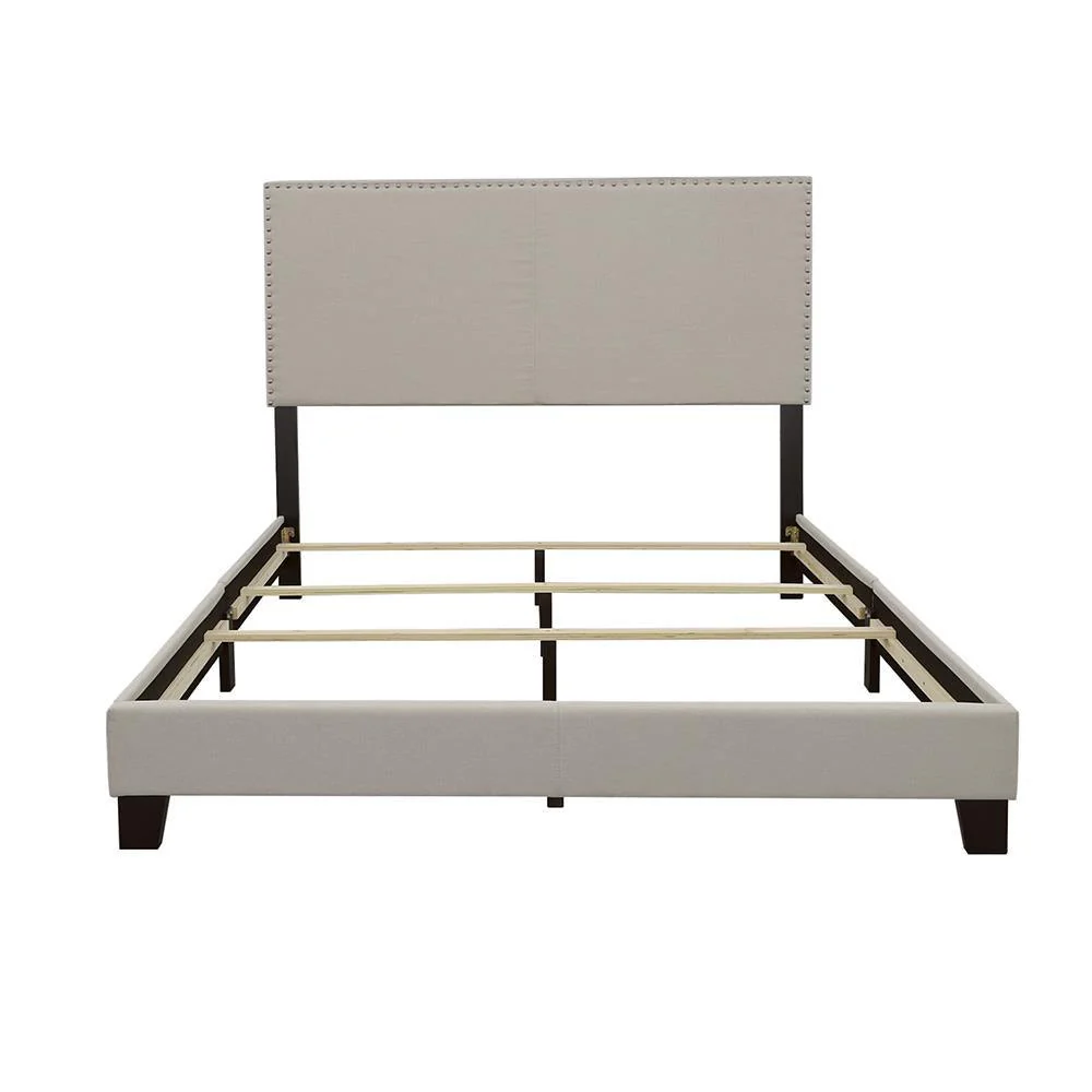 Boyd Ivory Queen Upholstered Bed with Nailhead Trim - Image 4