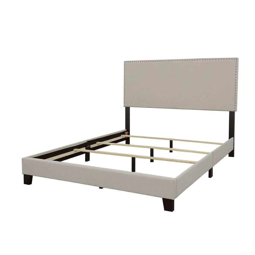 Boyd Ivory Queen Upholstered Bed with Nailhead Trim - Image 5