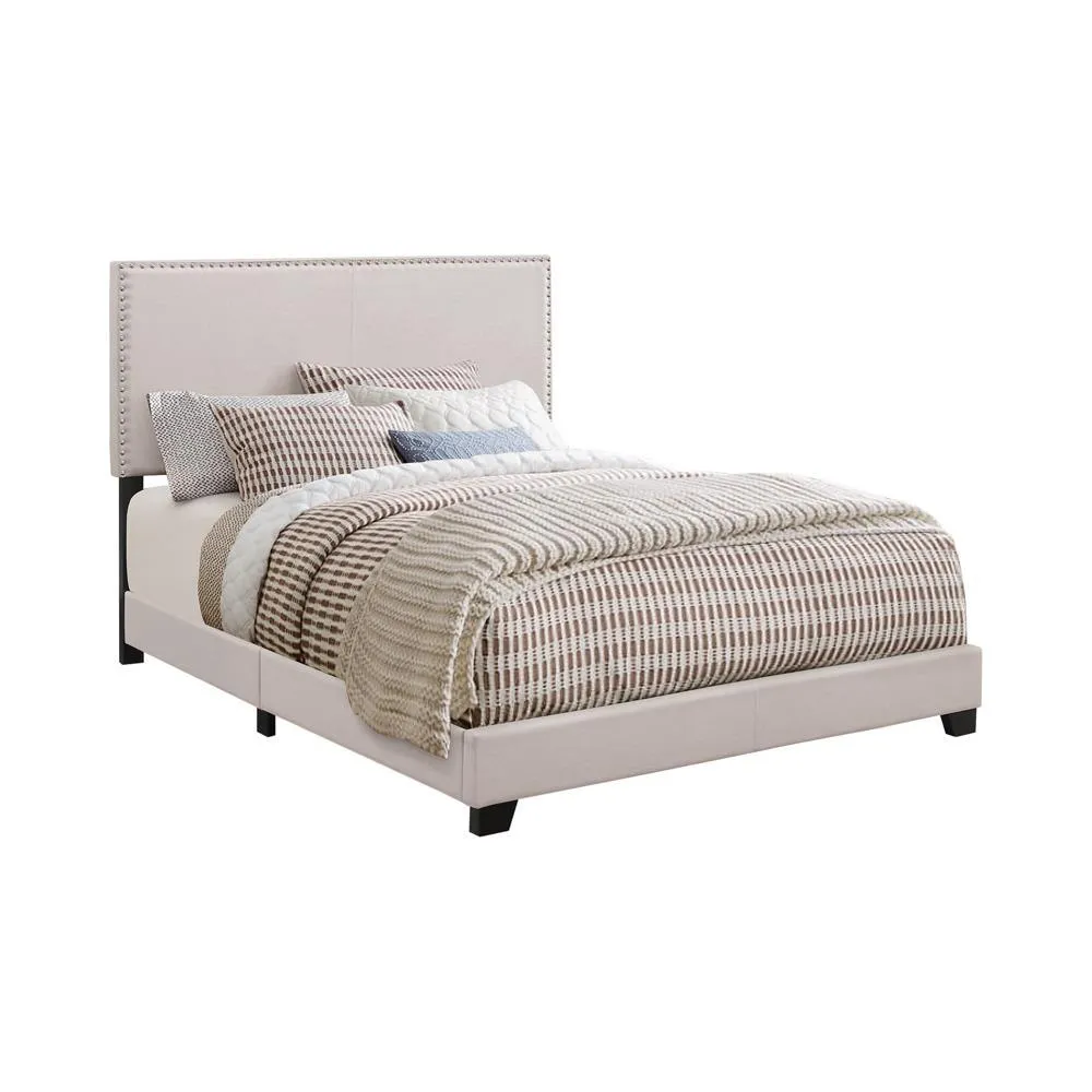 Boyd Ivory Upholstered Twin Bed with Nailhead Trim - Image 2