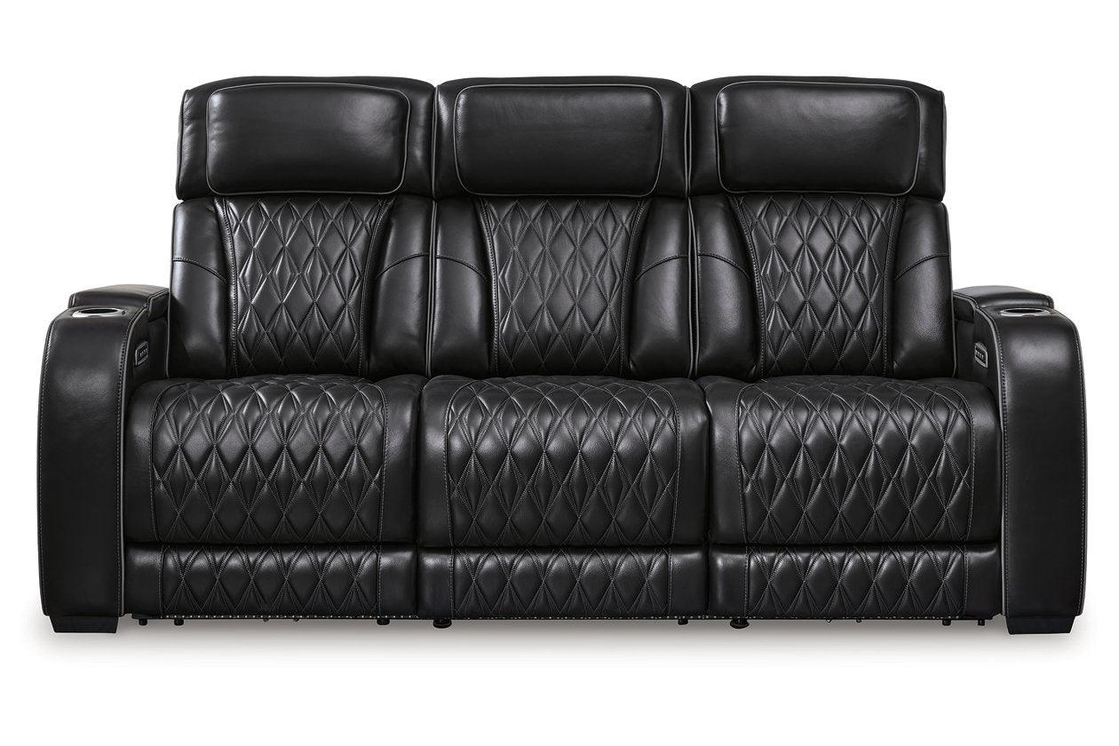 Boyington Black Dual Power Leather Power Reclining Sofa, Loveseat and Recliner - Image 3