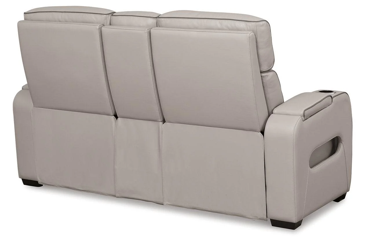 Boyington Gray Dual Power Leather Power Reclining Sofa, Loveseat and Recliner - Image 11