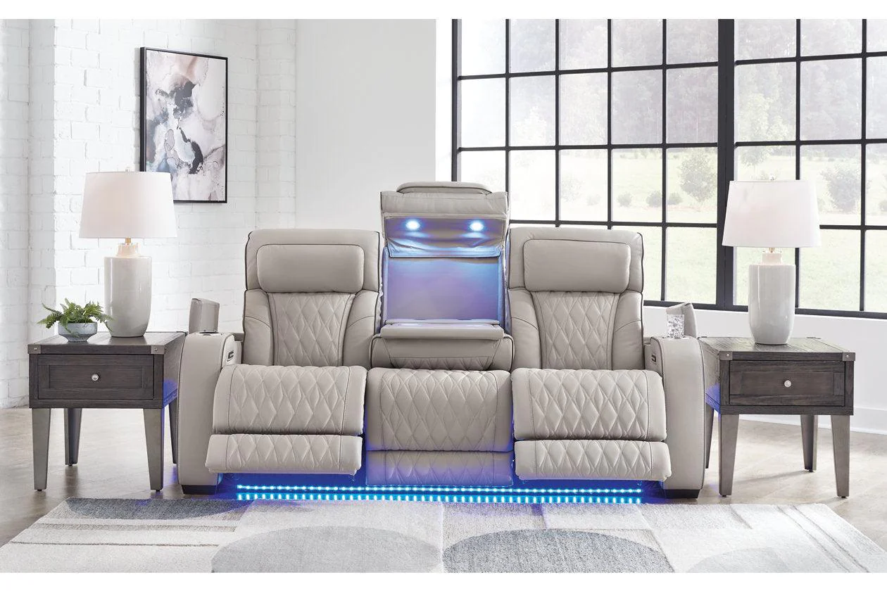 Boyington Gray Dual Power Leather Power Reclining Sofa, Loveseat and Recliner - Image 23