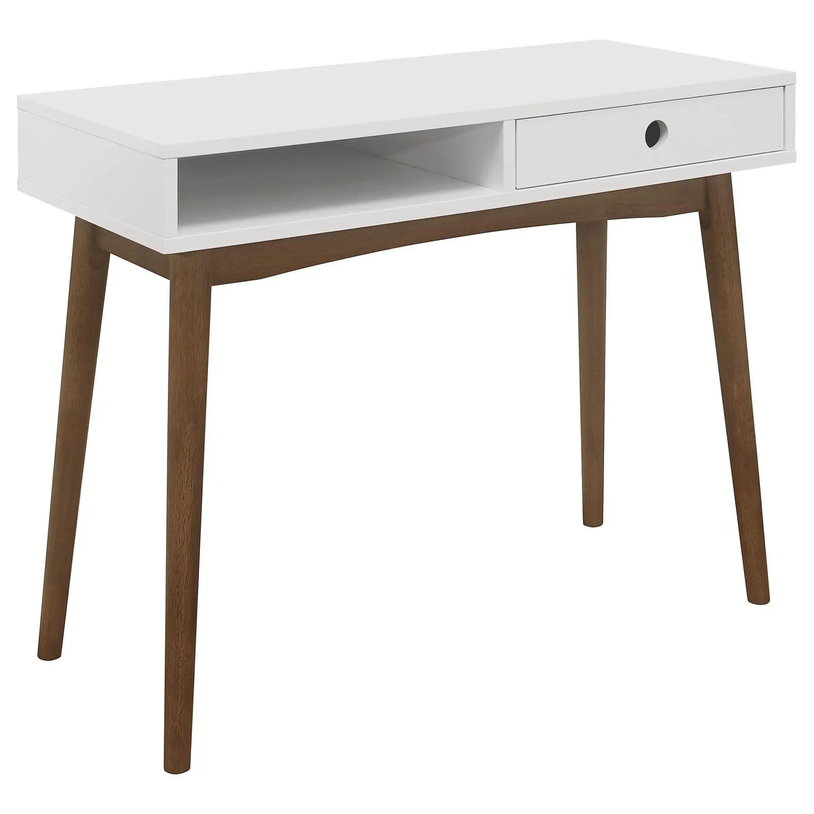 Bradenton White/Walnut 1-Drawer Writing Desk - Image 2