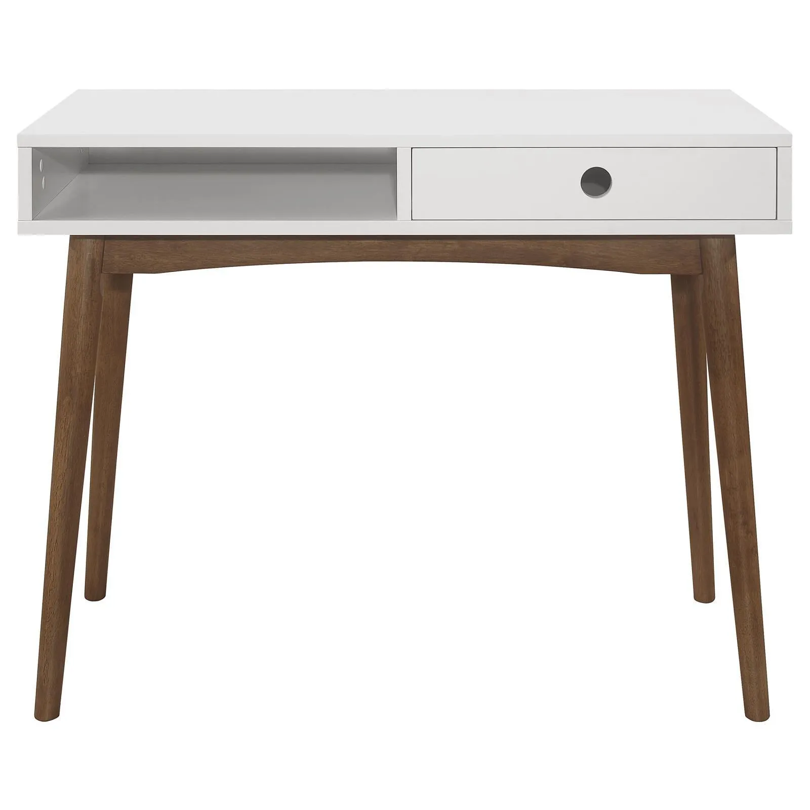 Bradenton White/Walnut 1-Drawer Writing Desk - Image 3