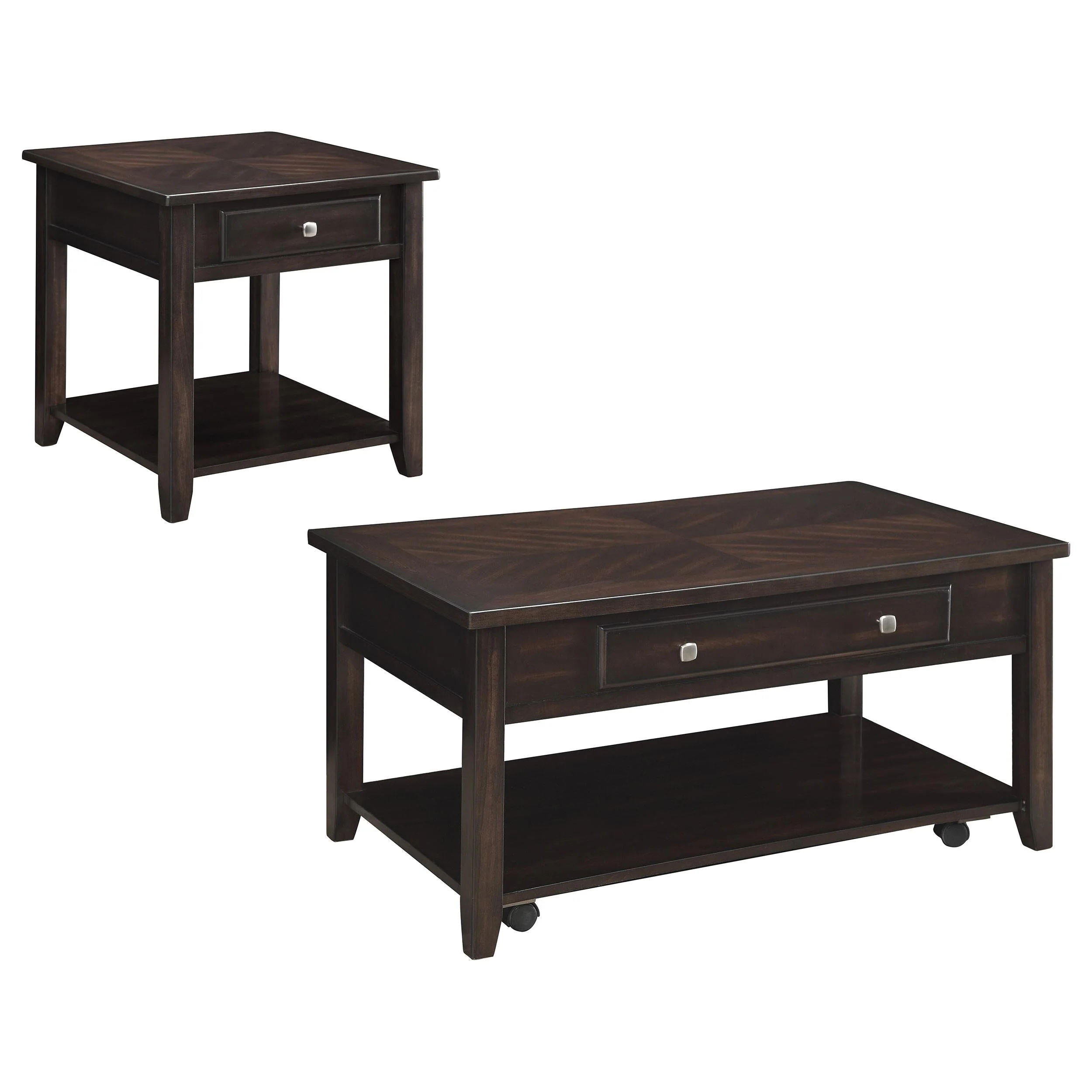 Bradford Walnut 2-Piece Lift Top Coffee and End Table Set - Image 3