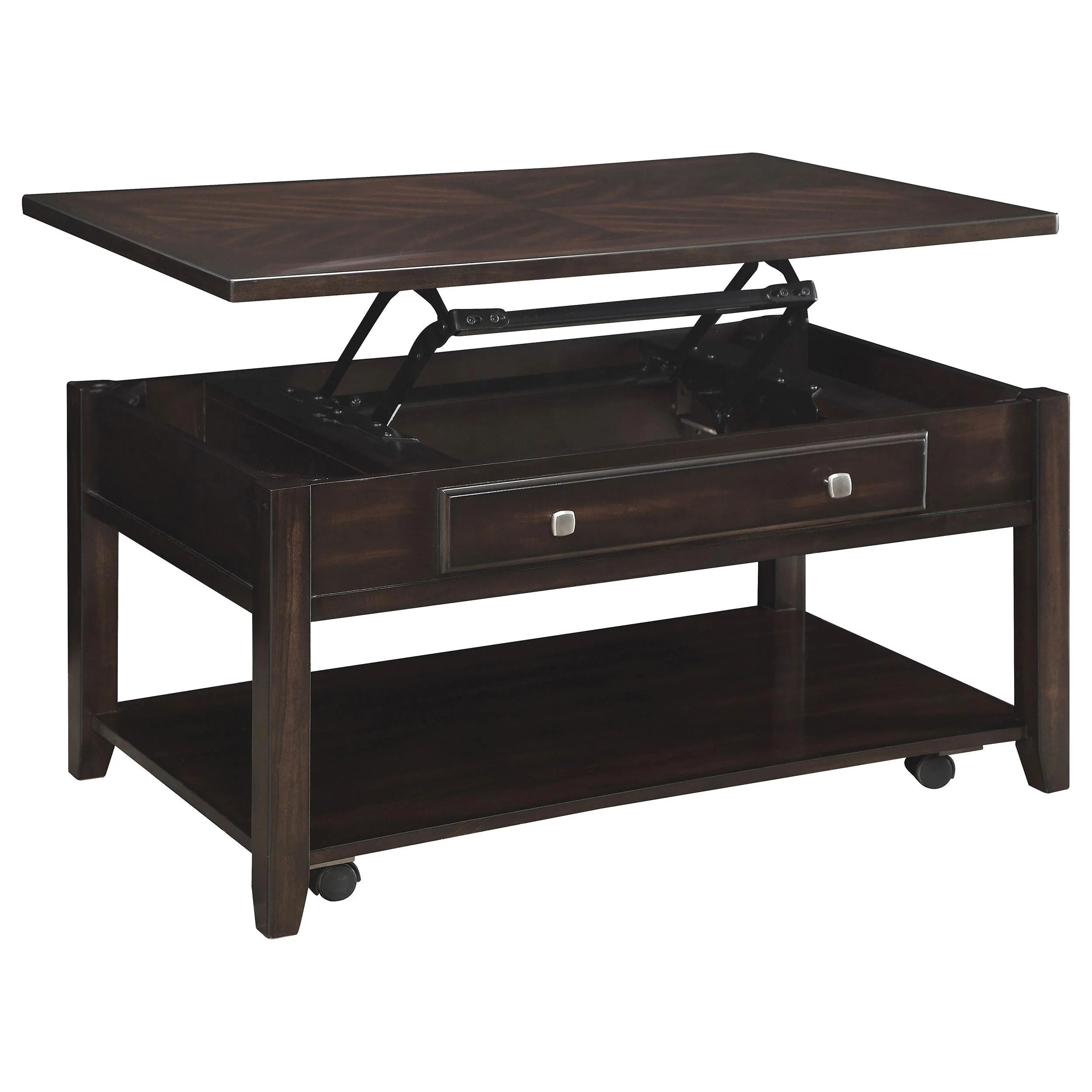 Bradford Walnut 2-Piece Lift Top Coffee and End Table Set - Image 7
