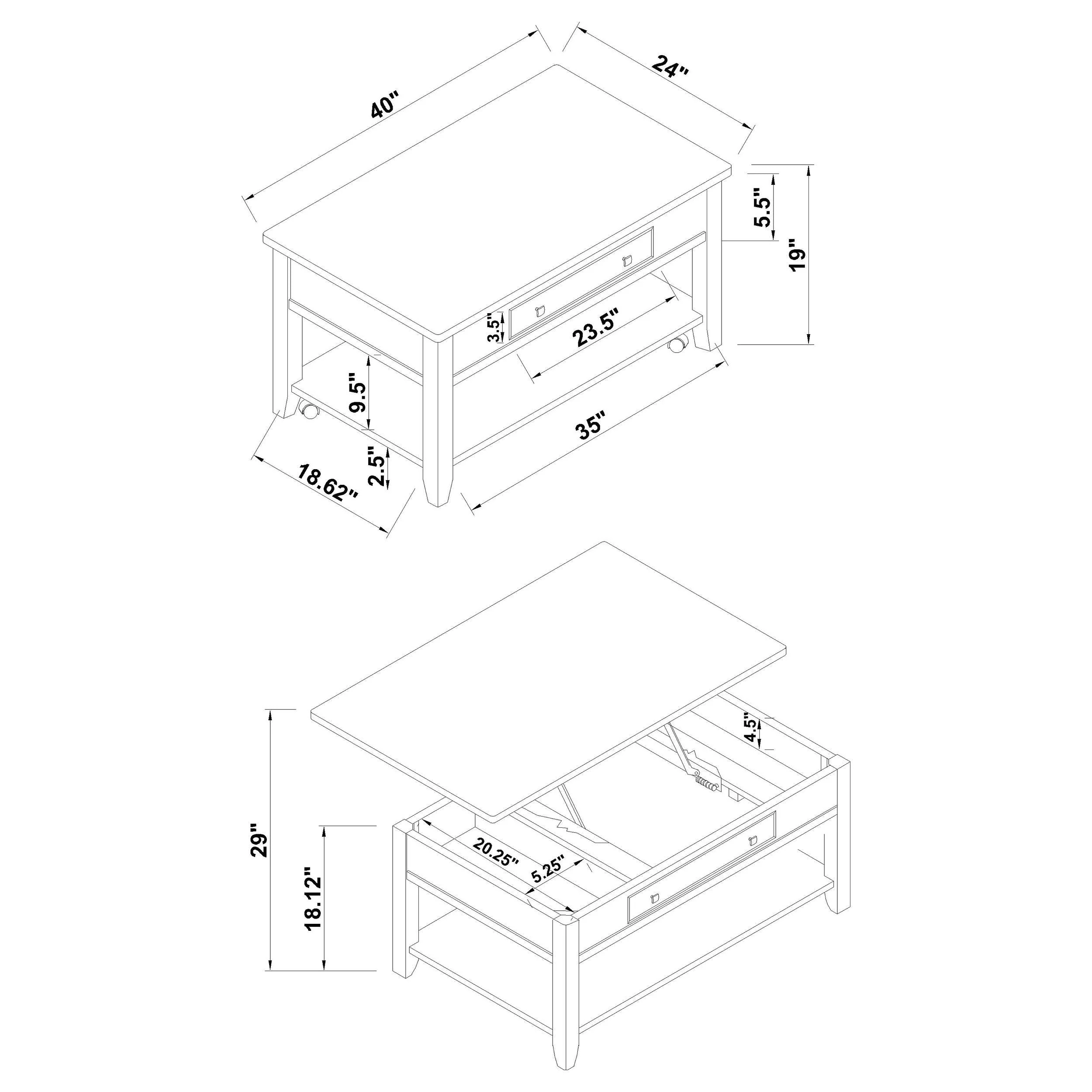Bradford Walnut 2-Piece Lift Top Coffee and End Table Set - Image 9