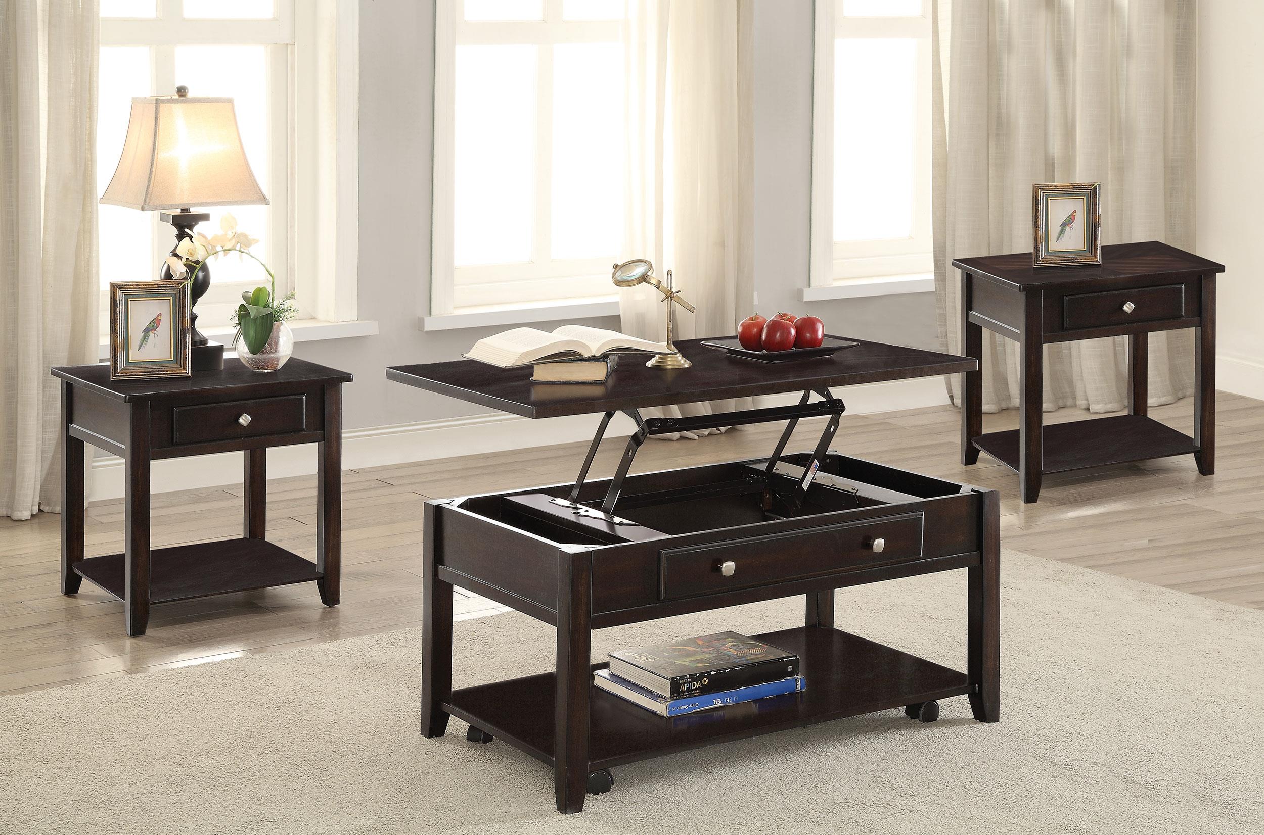 Bradford Walnut 3-Piece Lift Top Coffee and End Table Set - Image 2